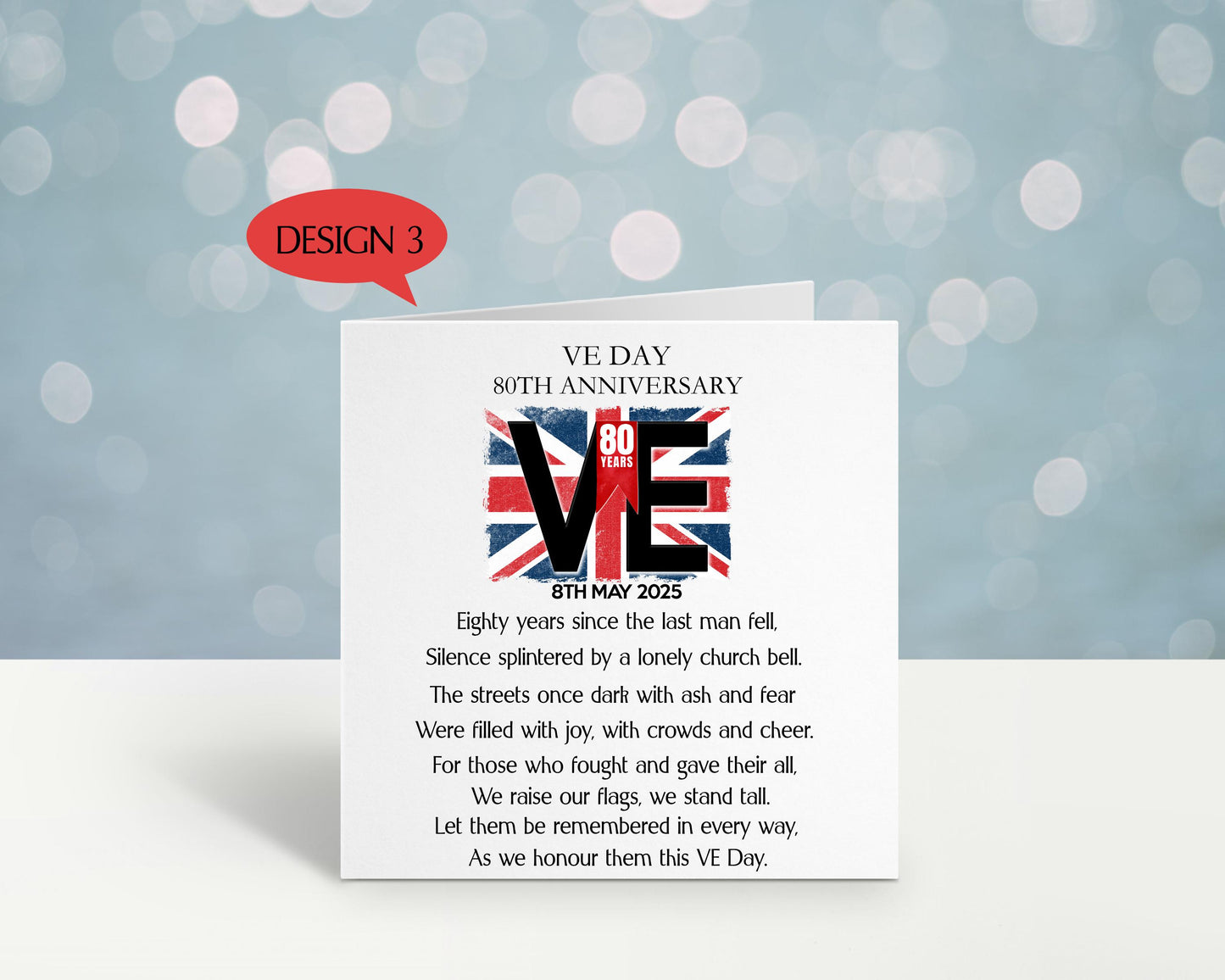 VE Day 80 Card, VE Day Commemorative Keepsake Card, 80th Anniversary Remembrance Card, 8th May 1945 - 2025