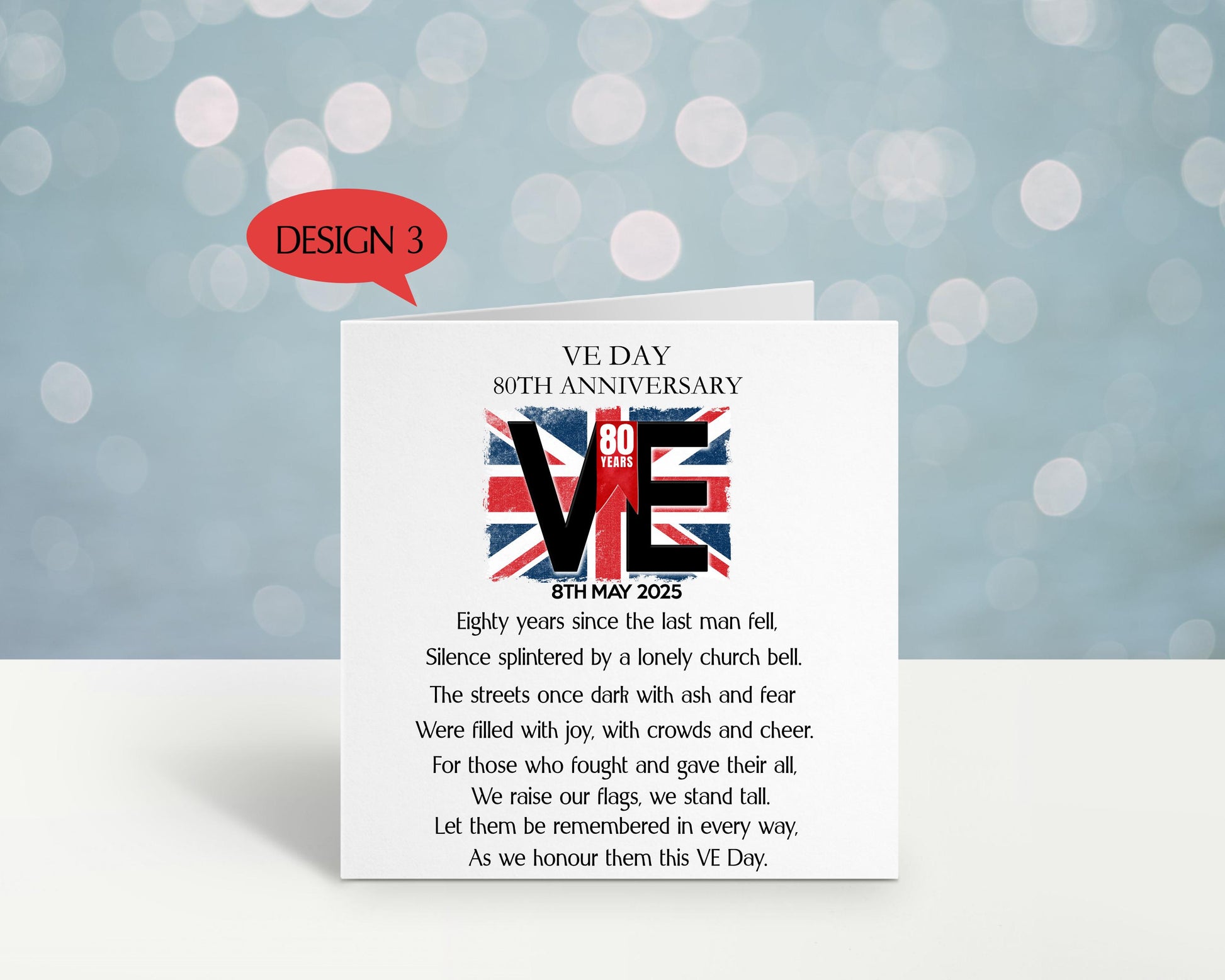 VE Day 80 Card, VE Day Commemorative Keepsake Card, 80th Anniversary Remembrance Card, 8th May 1945 - 2025