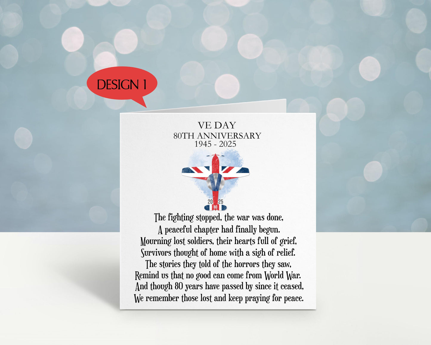 VE Day Card, VE Day 80 Card, VE Day Commemorative Keepsake Card, 80th Anniversary Remembrance Card, 8th May 1945 - 2025