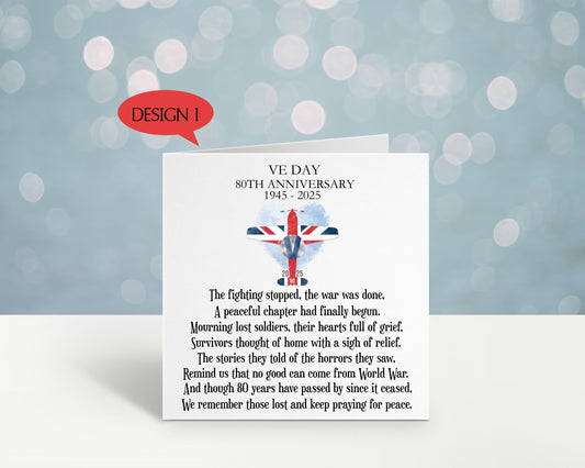 VE Day Card, VE Day 80 Card, VE Day Commemorative Keepsake Card, 80th Anniversary Remembrance Card, 8th May 1945 - 2025