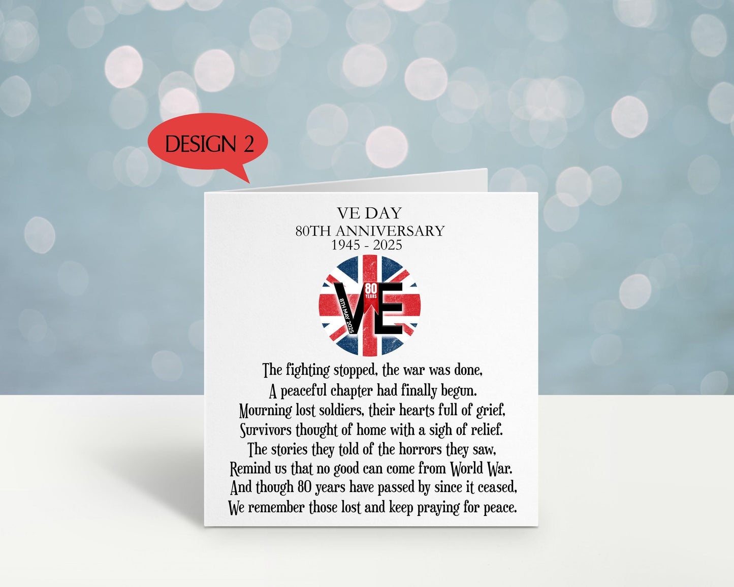 VE Day Card, VE Day 80 Card, VE Day Commemorative Keepsake Card, 80th Anniversary Remembrance Card, 8th May 1945 - 2025