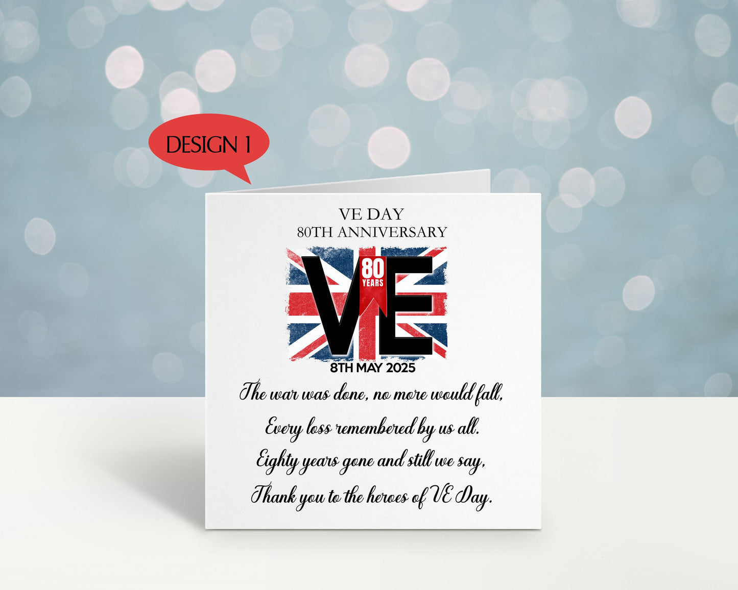 VE Day Gifts, VE Day 80 Card, VE Day Commemorative Keepsake Card, 80th Anniversary Remembrance Card, 8th May 1945 - 2025