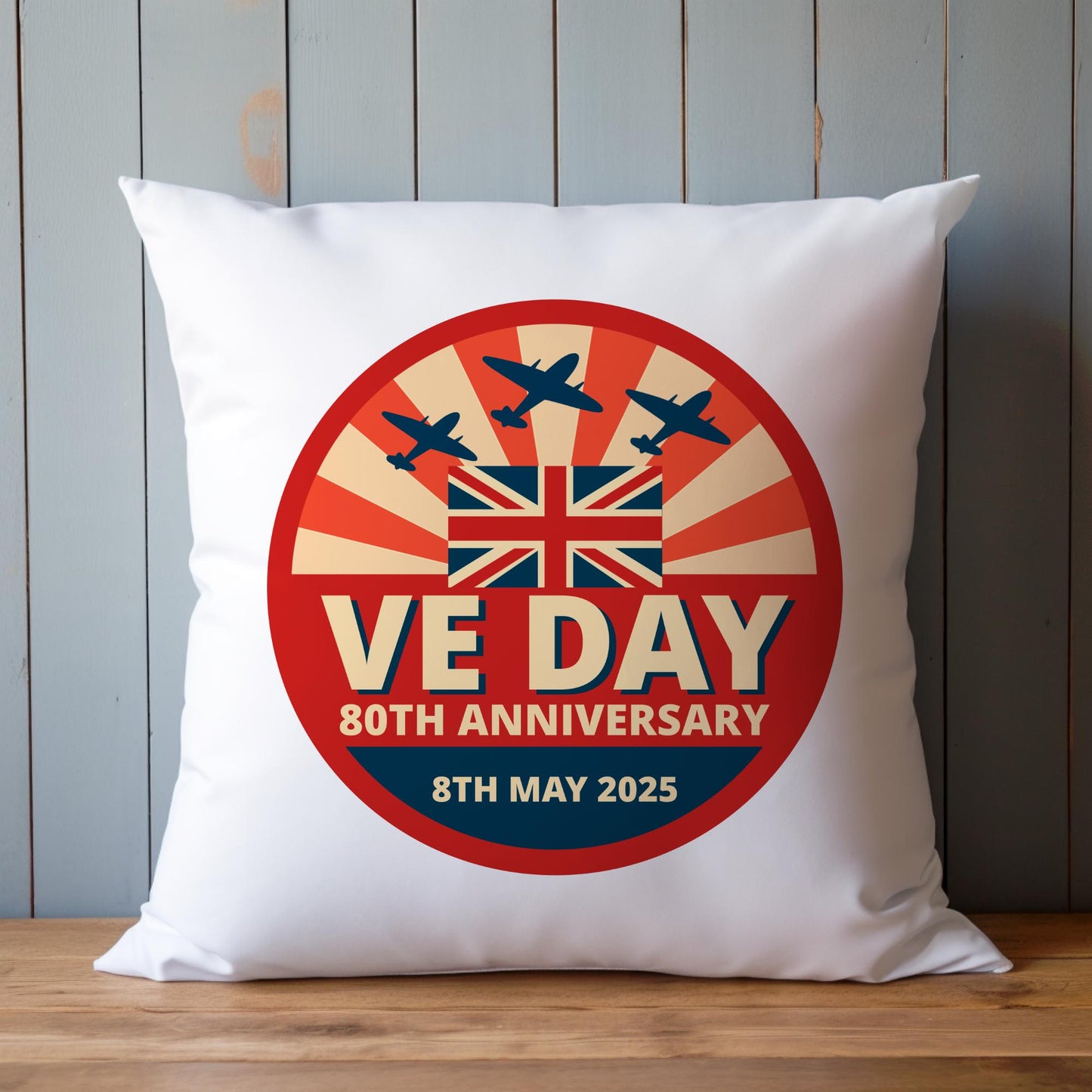 VE Day 80 Cushion, VE Day Commemorative Cushion, 80th Anniversary Remembrance Cushion, 8th May 1945 - 2025