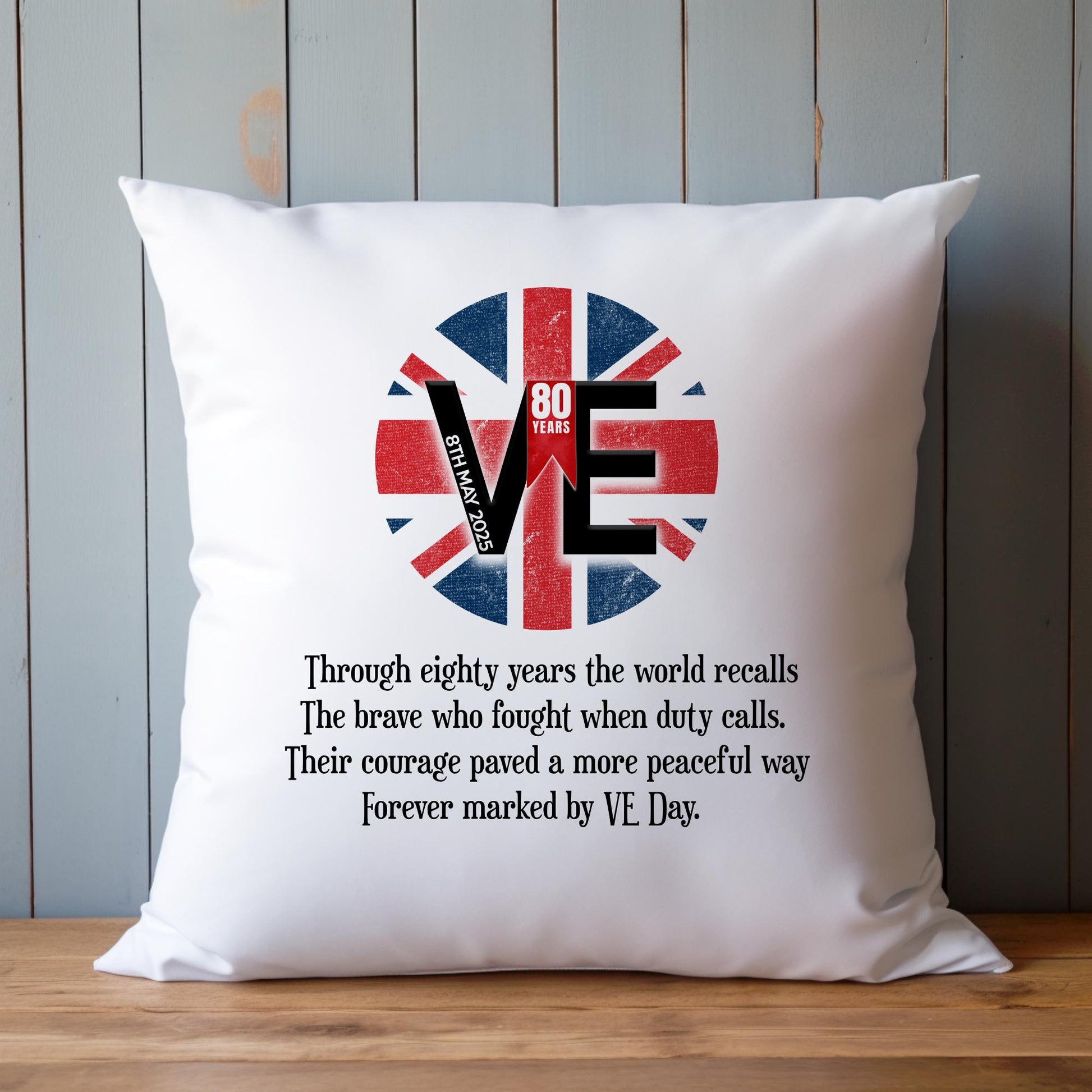VE Day 80 Cushion, VE Day Commemorative Cushion, 80th Anniversary Remembrance Cushion, 8th May 1945 - 2025