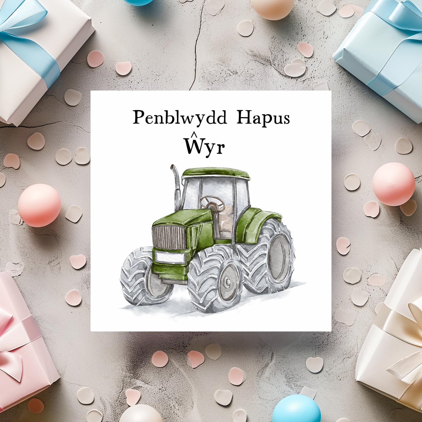Cerdyn Cymraeg, Penblwydd Hapus Wyr, Welsh Cards, Welsh Birthday For Taid, Tractor Birthday Card Any Name Or Title