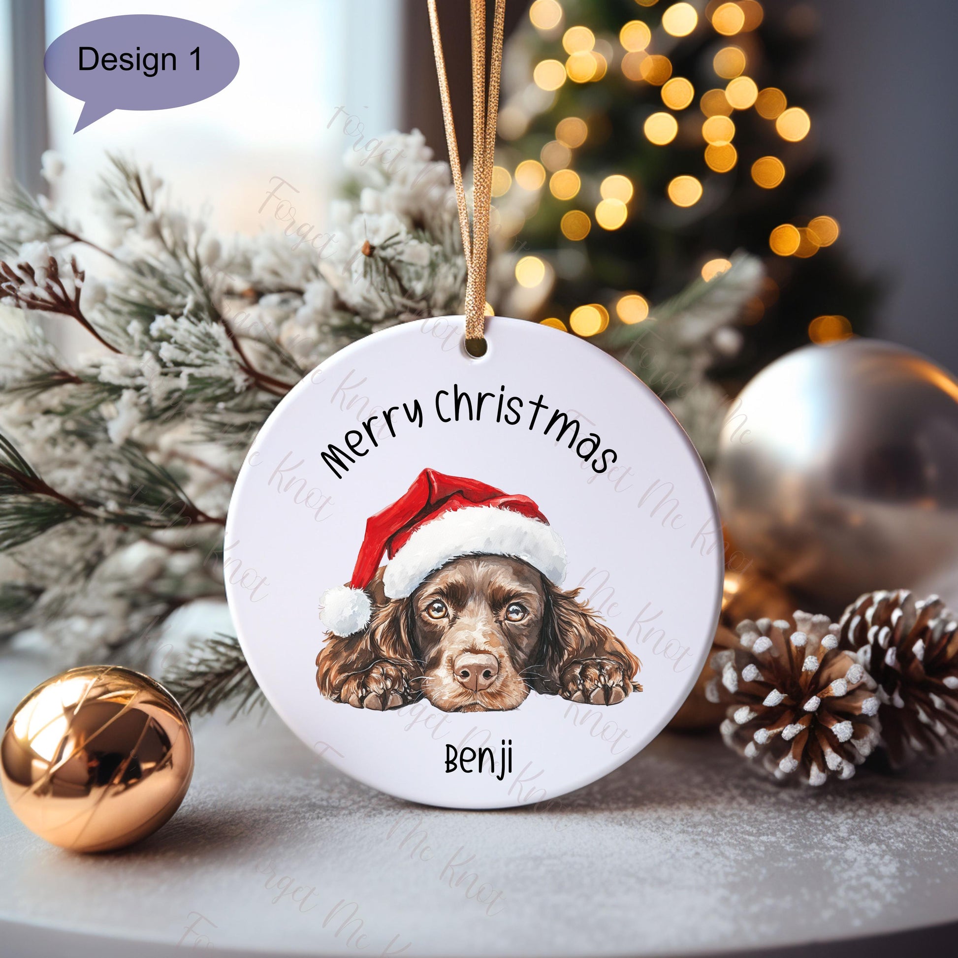 Cocker Spaniel Christmas Bauble, Personalised Pet Dog Christmas Tree Decoration, Gift For Dog Family, Dog Lover, Cocker Spaniel Xmas Bauble