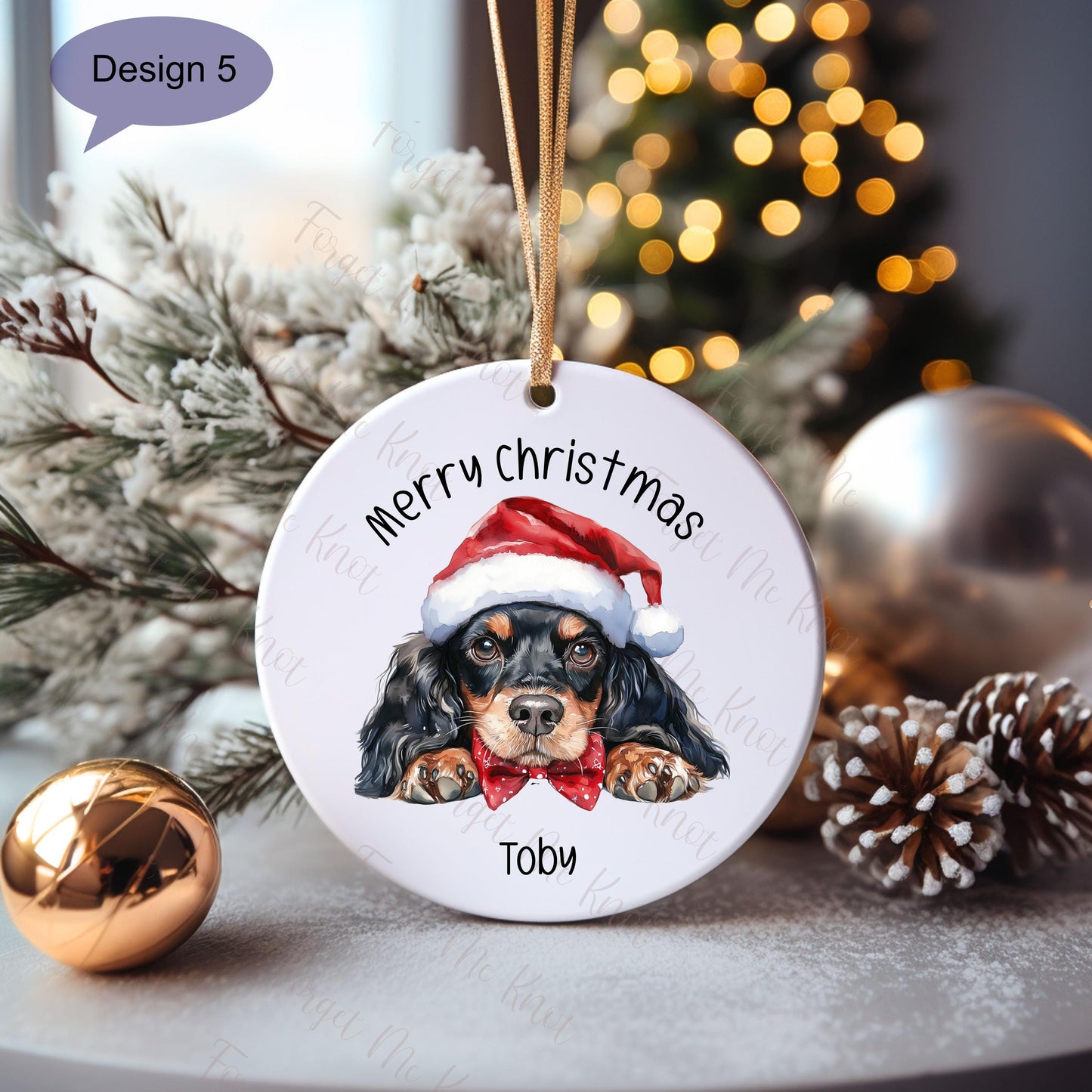 Cocker Spaniel Christmas Bauble, Personalised Pet Dog Christmas Tree Decoration, Gift For Dog Family, Dog Lover, Cocker Spaniel Xmas Bauble