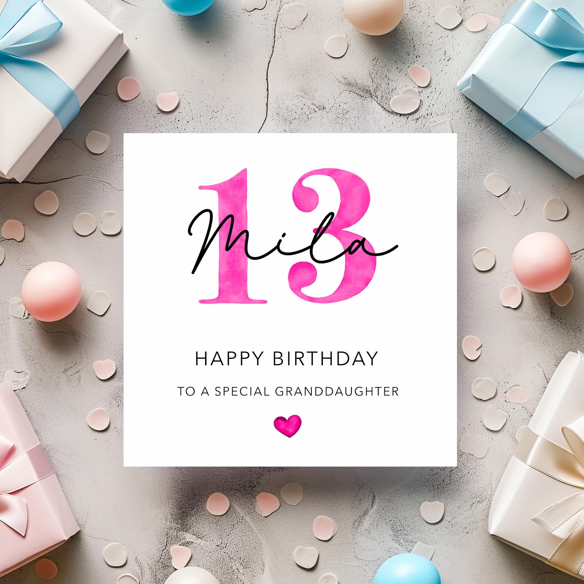 Granddaughter 13th Birthday Card, Personalised 13th Birthday Card For Daughter, Officially A Teenager Card, Daughter 13th Birthday Card