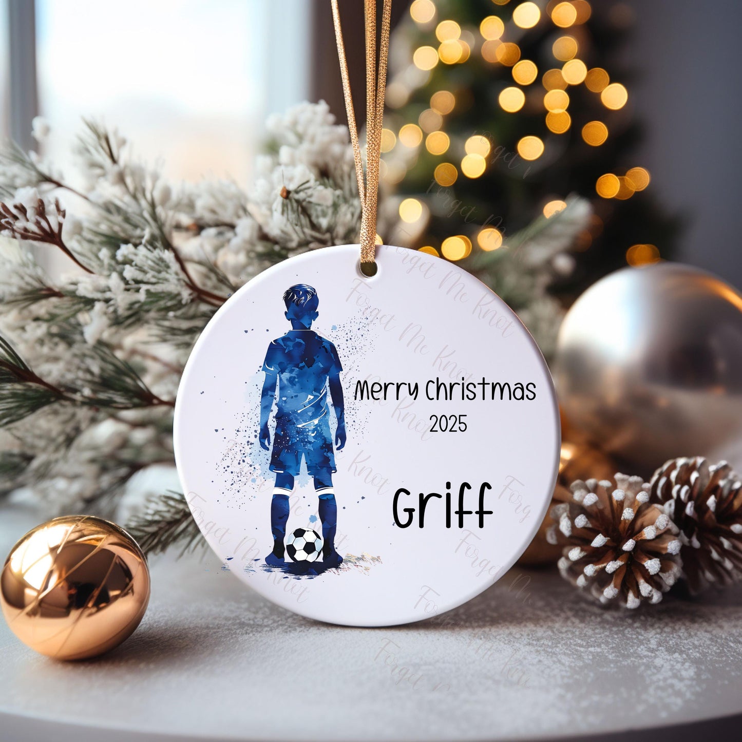 Personalised Football Bauble, Football Christmas Bauble, Christmas Tree Decoration For Grandchild, Christmas Decorations, Christmas Gift
