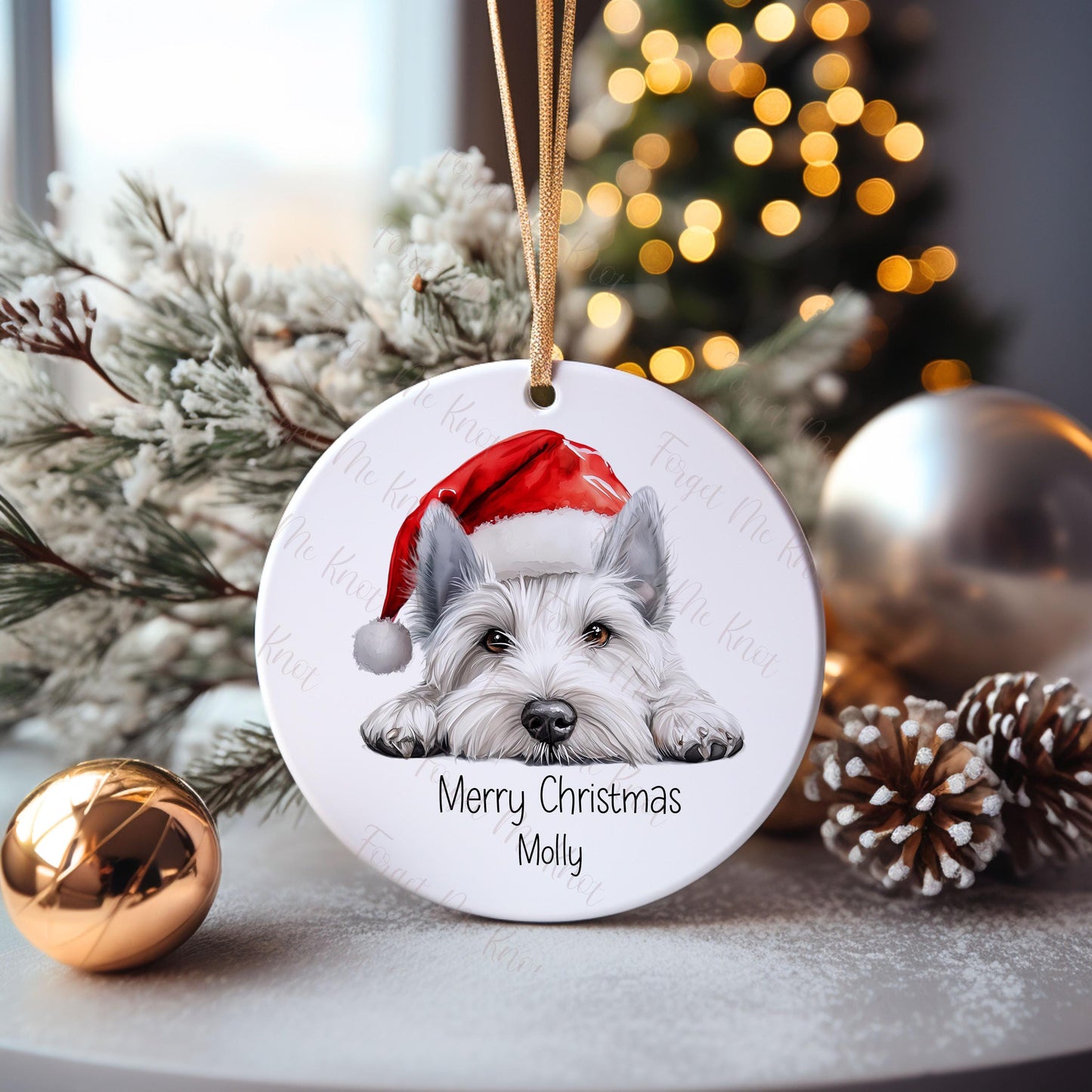 West Highland Terrier Christmas Bauble, Personalised Pet Dog Christmas Tree Decoration, Gift For Dog Family, Dog Lover, Xmas Bauble