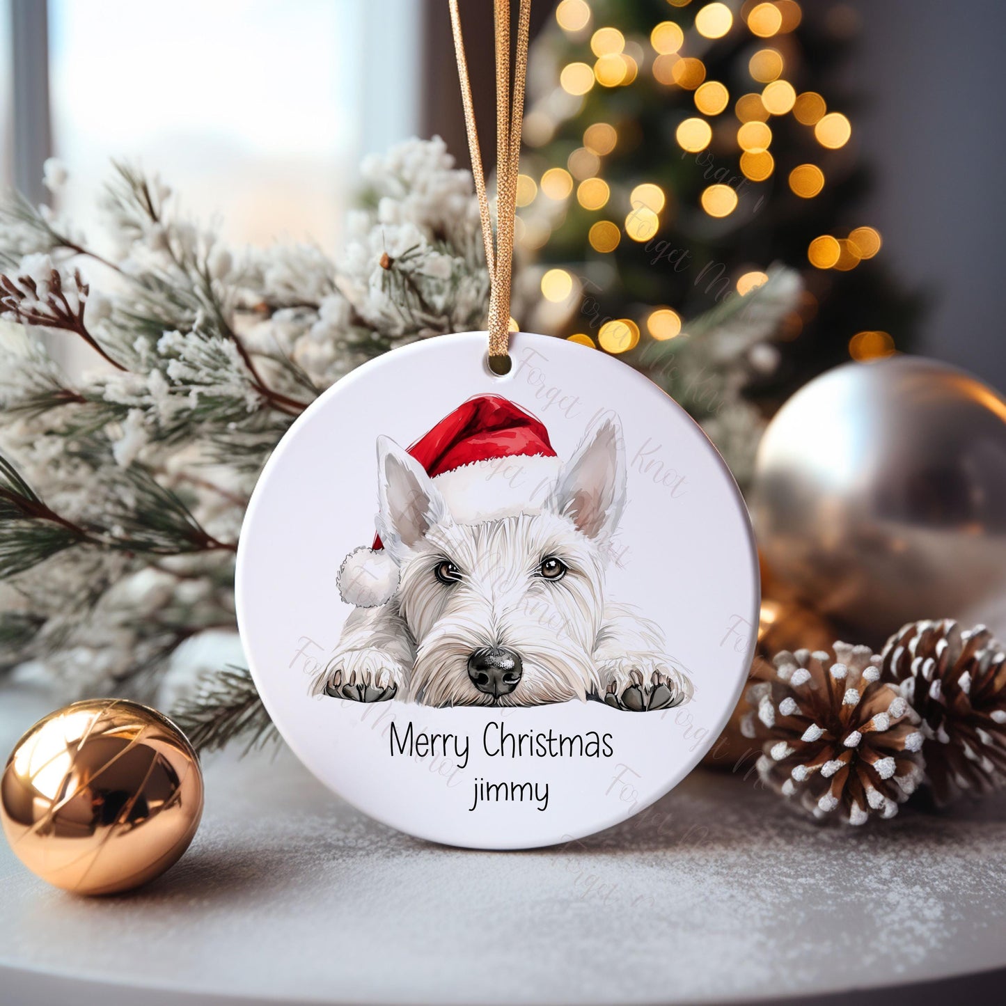 West Highland Terrier Christmas Bauble, Personalised Pet Dog Christmas Tree Decoration, Gift For Dog Family, Dog Lover, Xmas Bauble