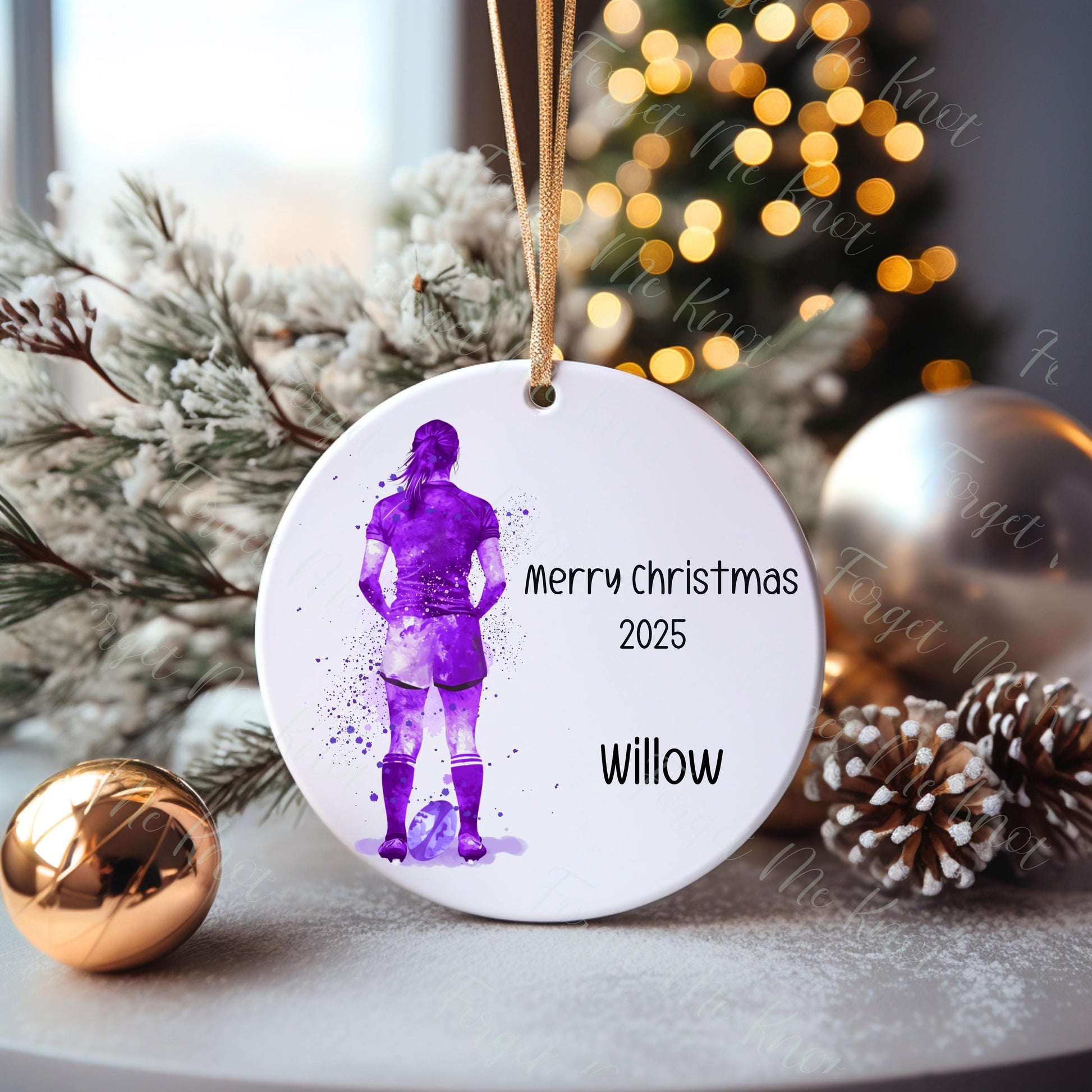 Rugby Christmas Tree Decoration, Personalised Girl Rugby Christmas Tree Bauble, Sports Christmas Decoration, Daughter Rugby Gift