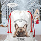 Dog Santa Sack, Christmas Present Sack, Personalised Stocking, Father Christmas Sack, Santa Present Sack, Frenchie Dog Xmas Present Sack