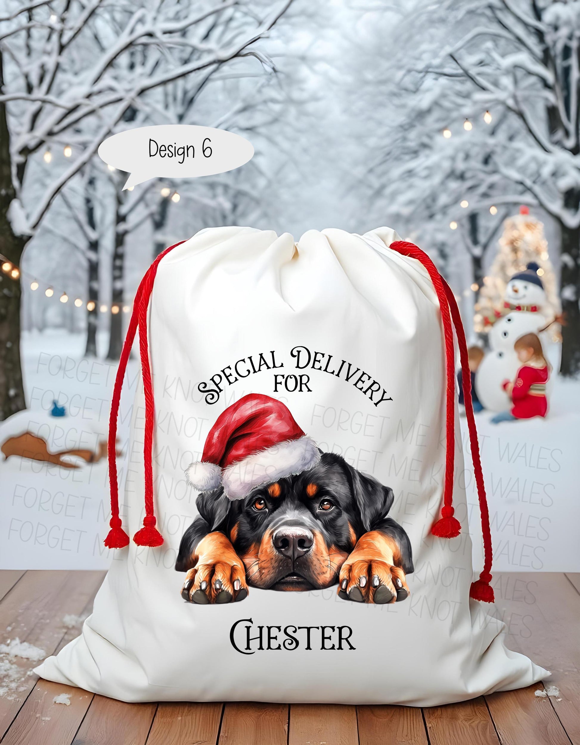 Dog Christmas Sack, Christmas Present Sack, Personalised Stocking, Father Christmas Sack, Santa Present Sack, Rottweiler Xmas Present Sack