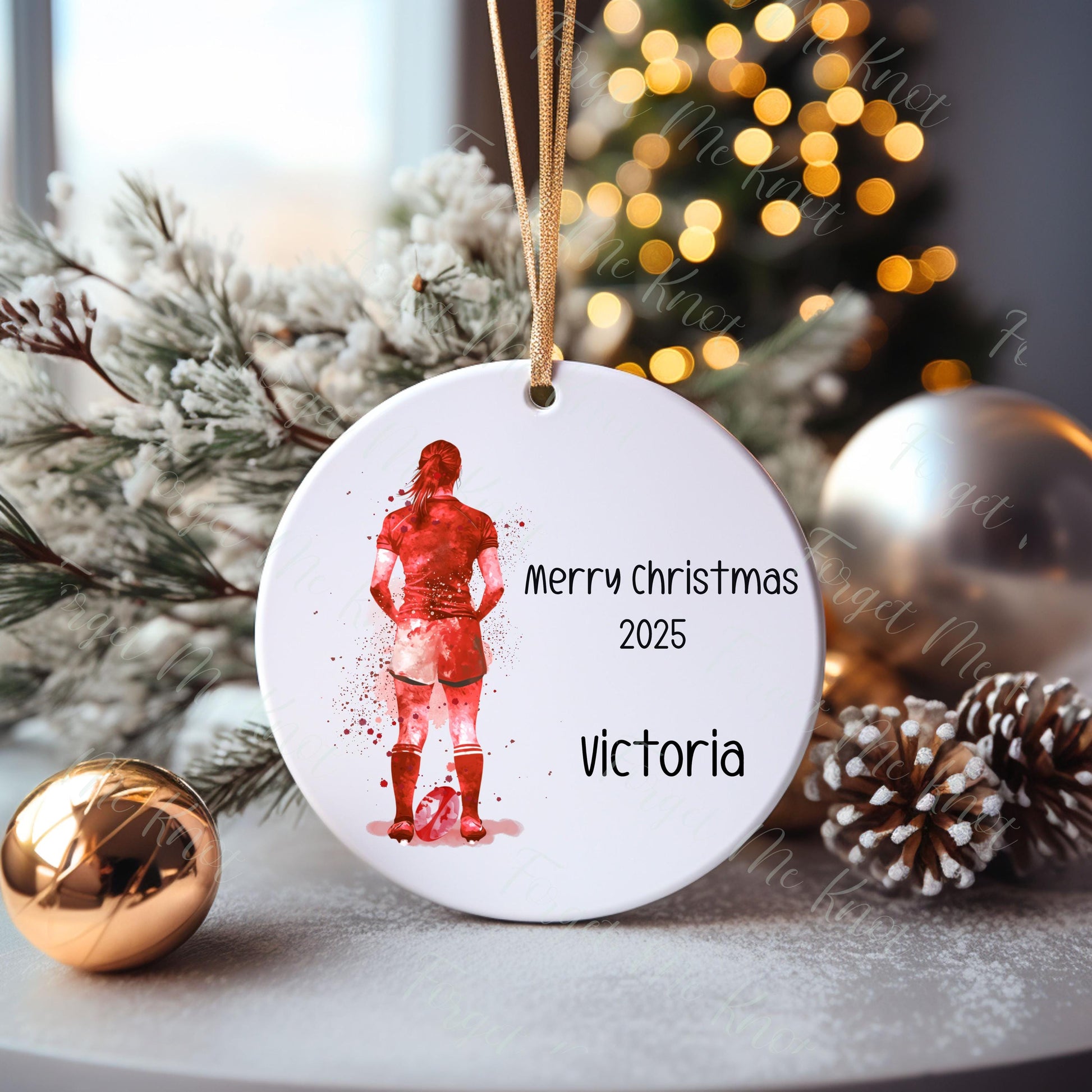 Rugby Christmas Tree Decoration, Personalised Girl Rugby Christmas Tree Bauble, Sports Christmas Decoration, Daughter Rugby Gift