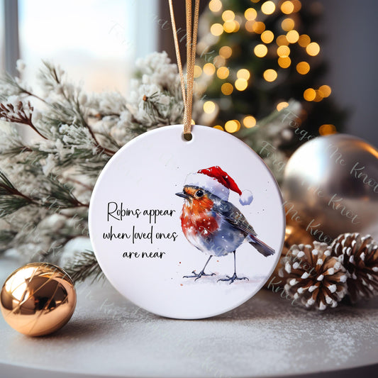 Lost Loved One Bauble, Memory Bauble, Robins Appear When Loved Ones Are Near Christmas Tree Bauble, Robin Christmas Tree Decoration