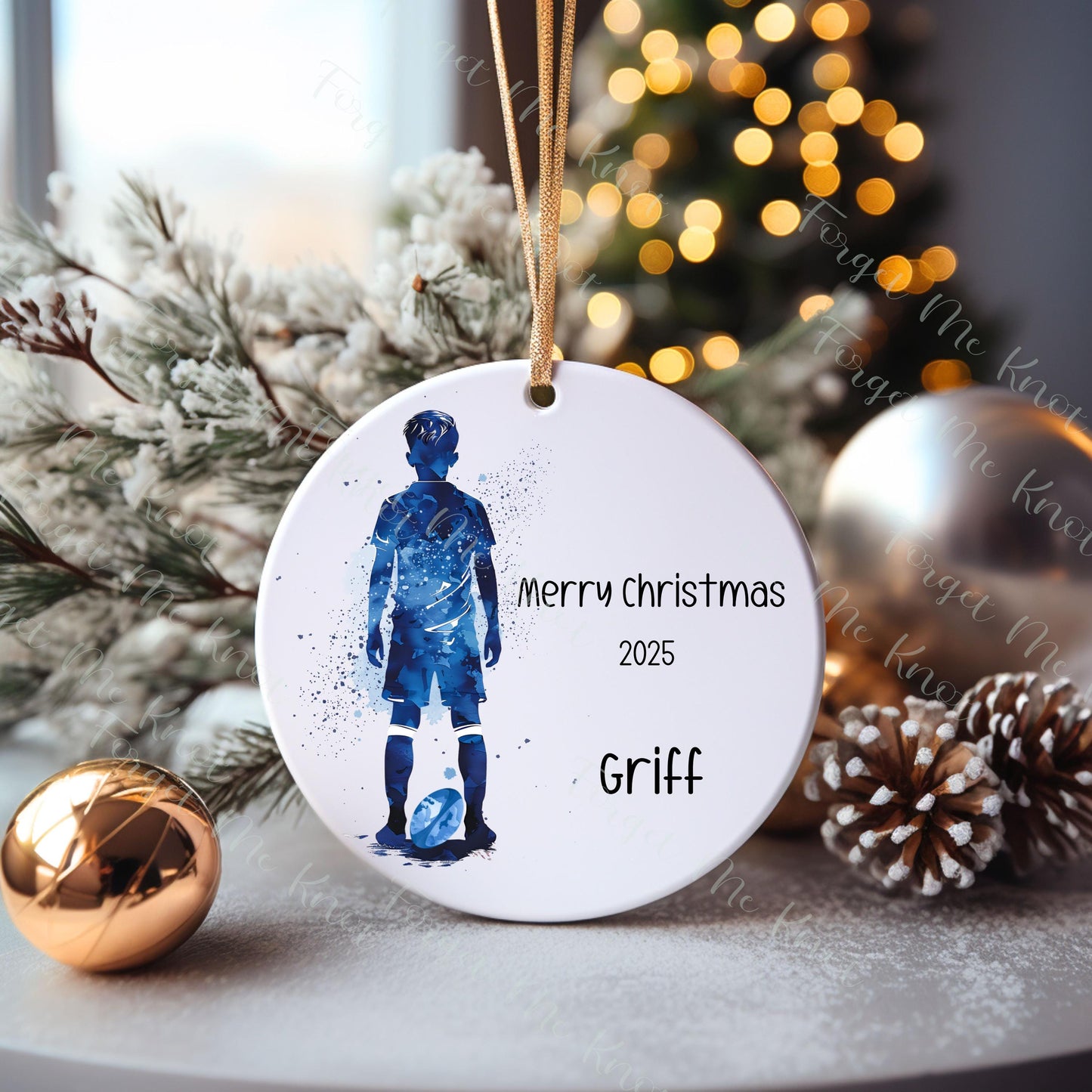 Rugby Christmas Tree Decoration, Personalised Rugby Christmas Tree Bauble, Grandson Xmas Gift
