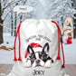 Dog Santa Sack, Christmas Present Sack, Personalised Stocking, Father Christmas Sack, Santa Present Sack, Frenchie Dog Xmas Present Sack