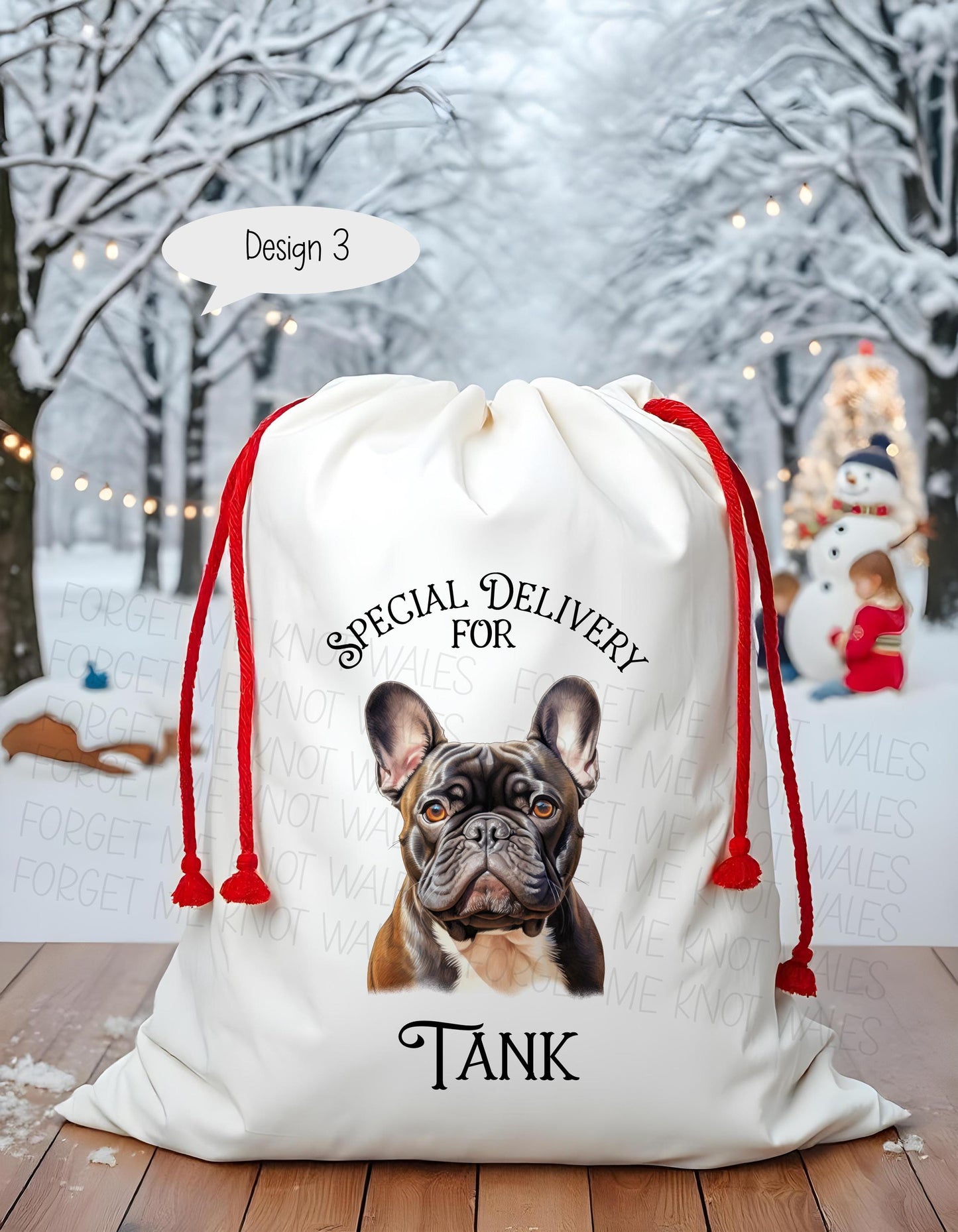 Dog Santa Sack, Christmas Present Sack, Personalised Stocking, Father Christmas Sack, Santa Present Sack, Frenchie Dog Xmas Present Sack