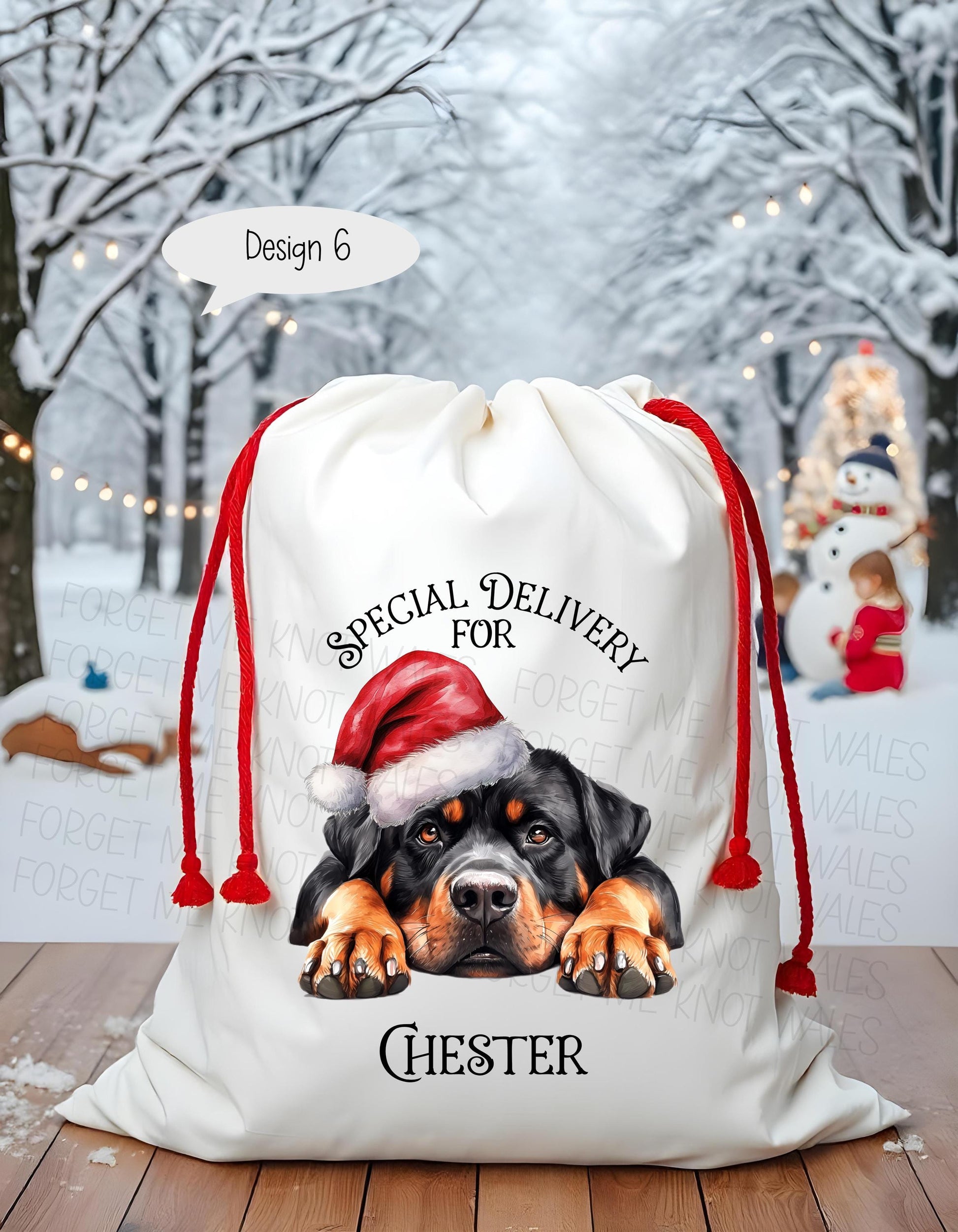 Dog Christmas Sack, Christmas Present Sack, Personalised Stocking, Father Christmas Sack, Santa Present Sack, Rottweiler Xmas Present Sack