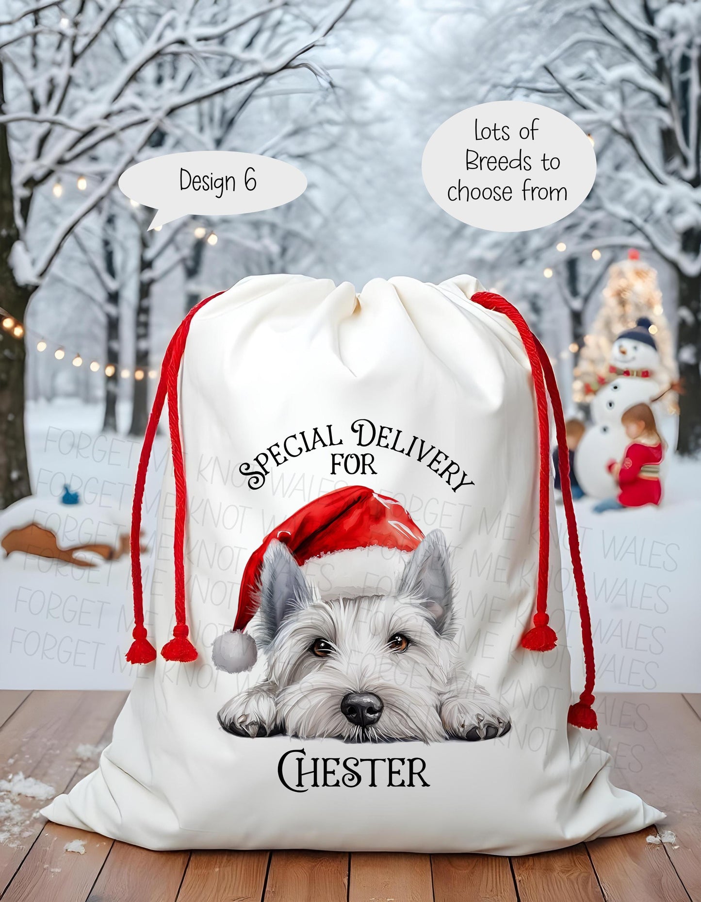 Dog Christmas Sack, Christmas Present Sack, Personalised Stocking, Father Christmas Sack, Santa Present Sack, West Highland Terrier