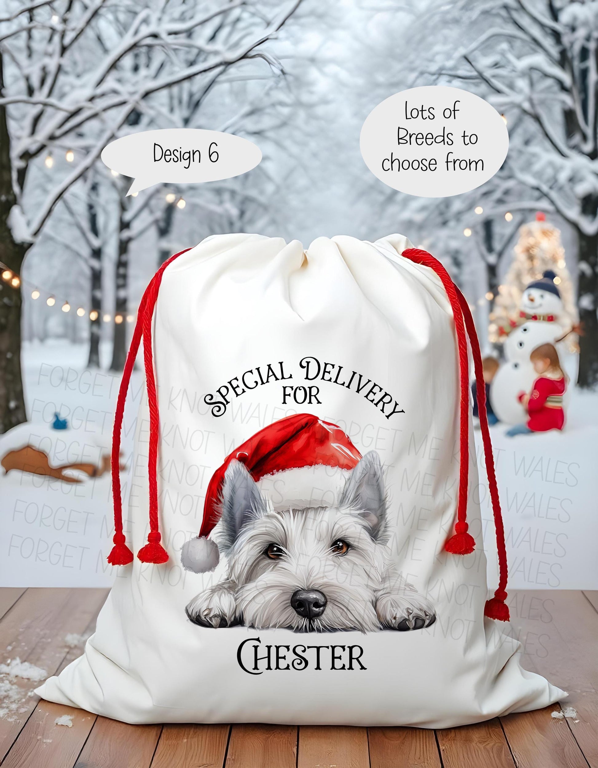 Dog Christmas Sack, Christmas Present Sack, Personalised Stocking, Father Christmas Sack, Santa Present Sack, West Highland Terrier