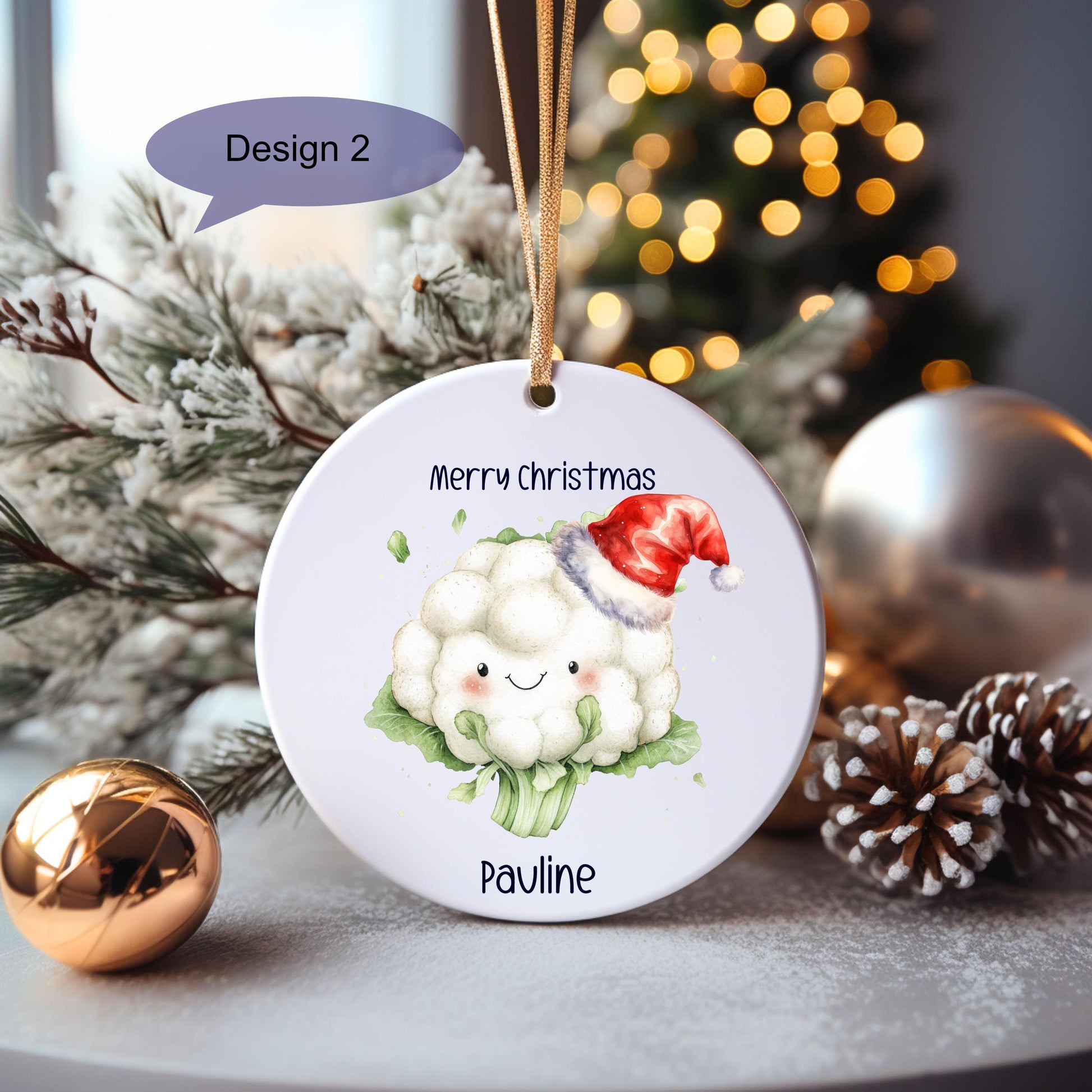Cabbage Christmas Tree Decoration, Personalised Vegetables Bauble, Funny Xmas Gift,