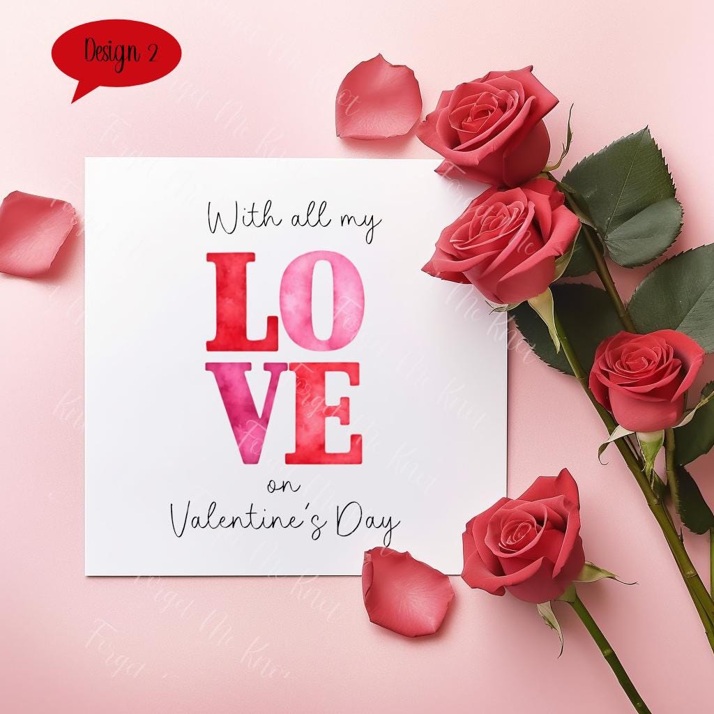 Valentine’s Day Card | Luxury Linen Card | 6x6 Romantic Valentine Card | Eco Friendly | Made in UK