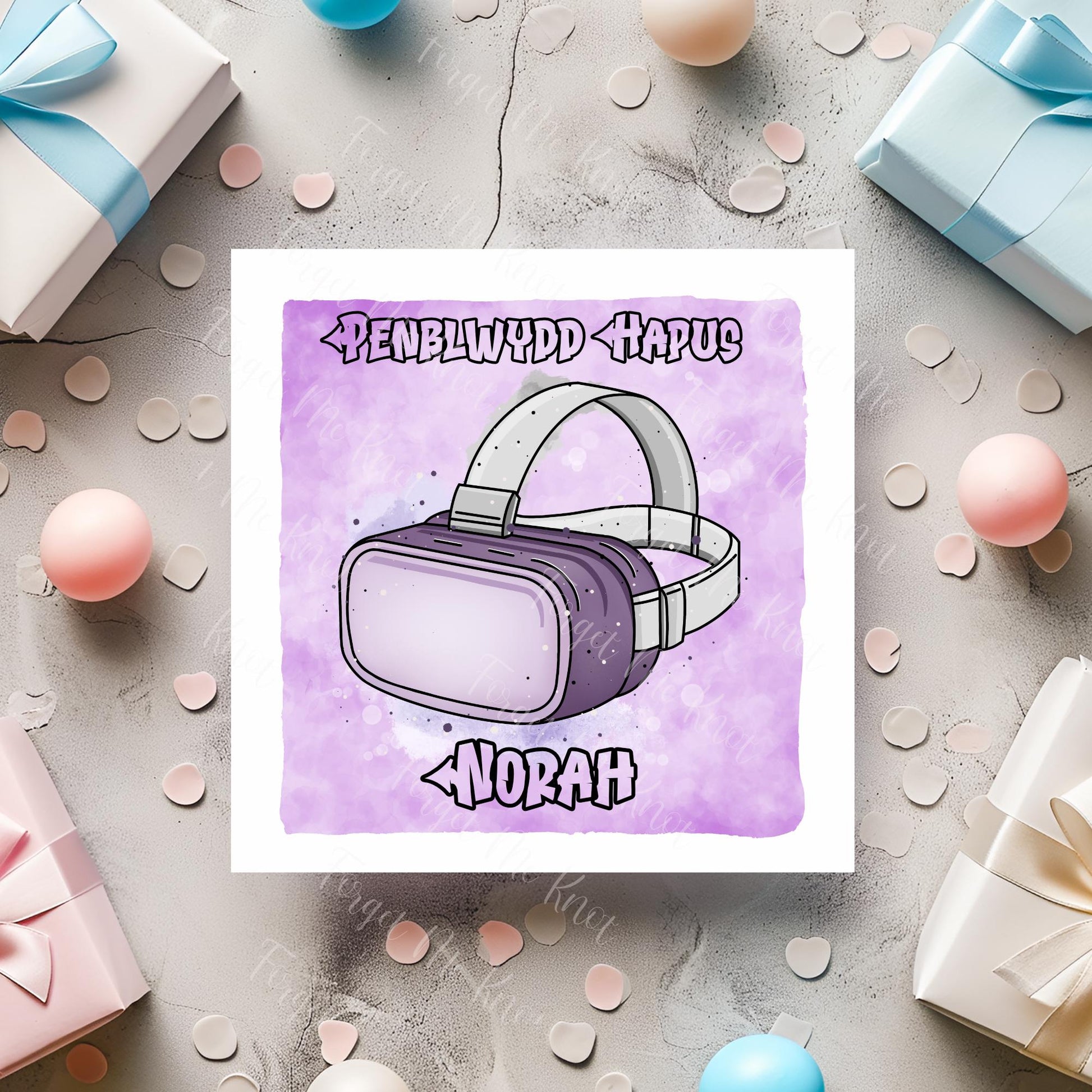 Cerdyn Cymraeg, Penblwydd Hapus VR Headset Birthday Card – Virtual Reality Gamer Birthday Card – Funny Tech Birthday Card - Any Age