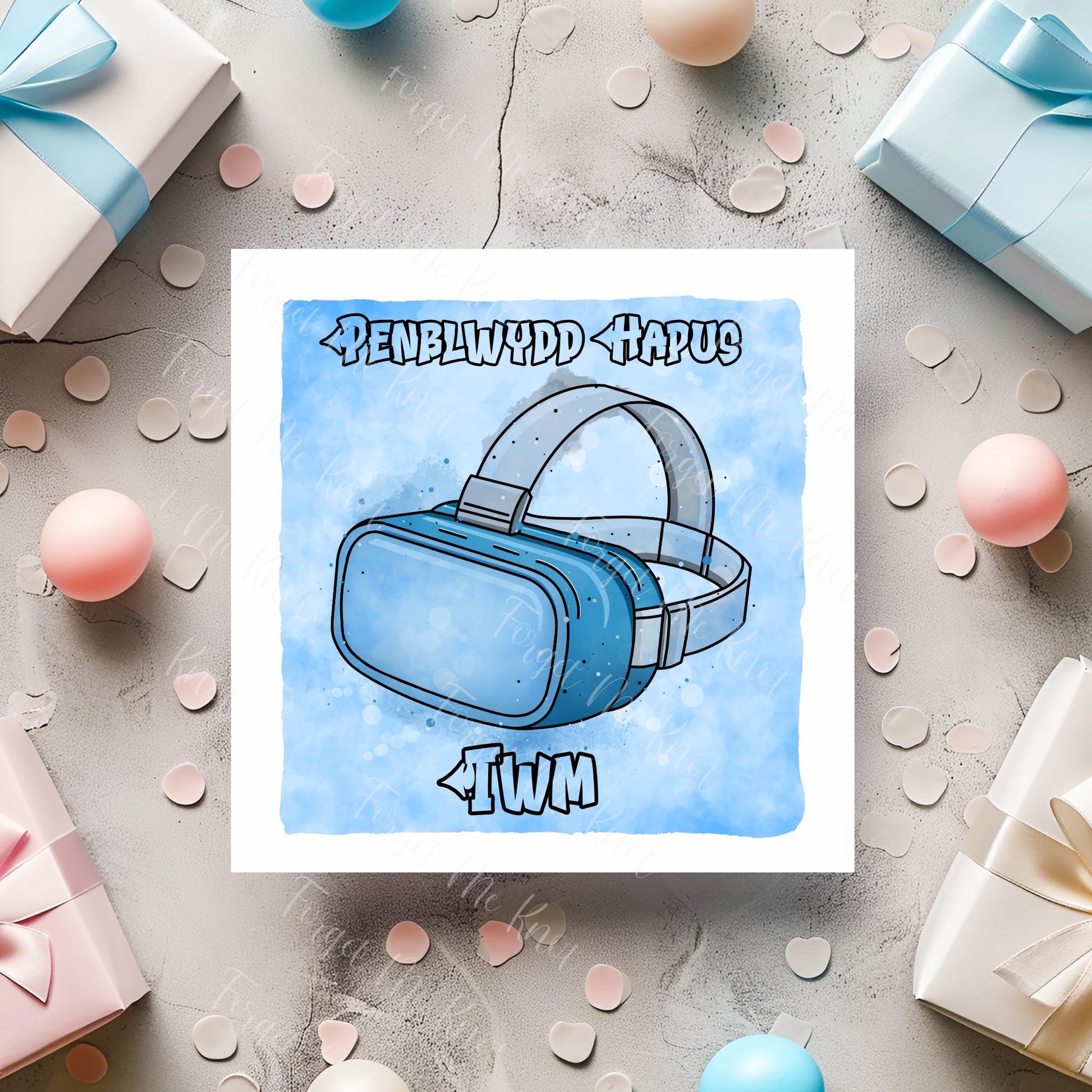 Cerdyn Cymraeg, Penblwydd Hapus VR Headset Birthday Card – Virtual Reality Gamer Birthday Card – Funny Tech Birthday Card - Any Age