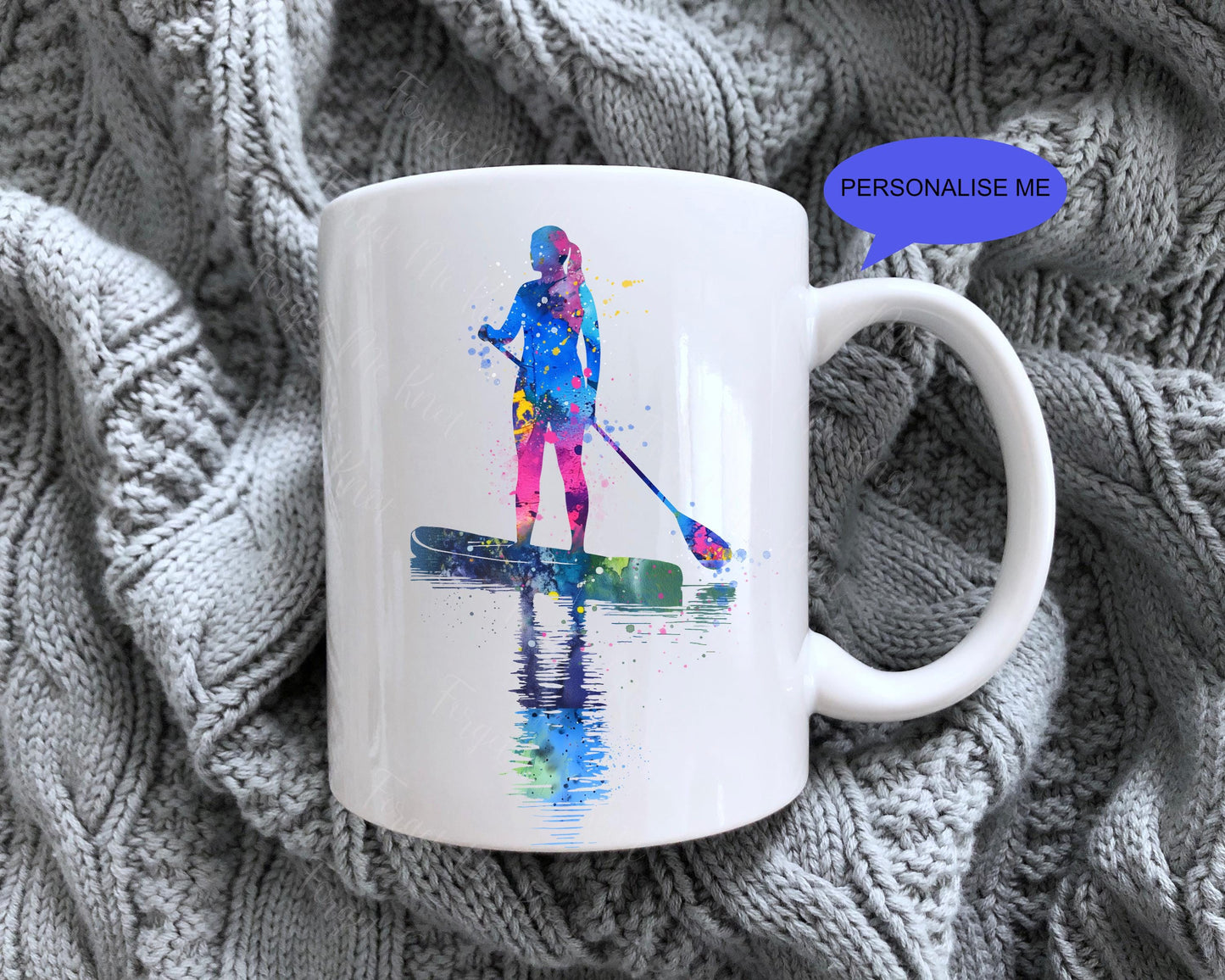 Personalised Abstract Sports Mug | 11oz White Ceramic Mug | Paddleboard, Martial Arts & Running Designs | Custom Name Gift