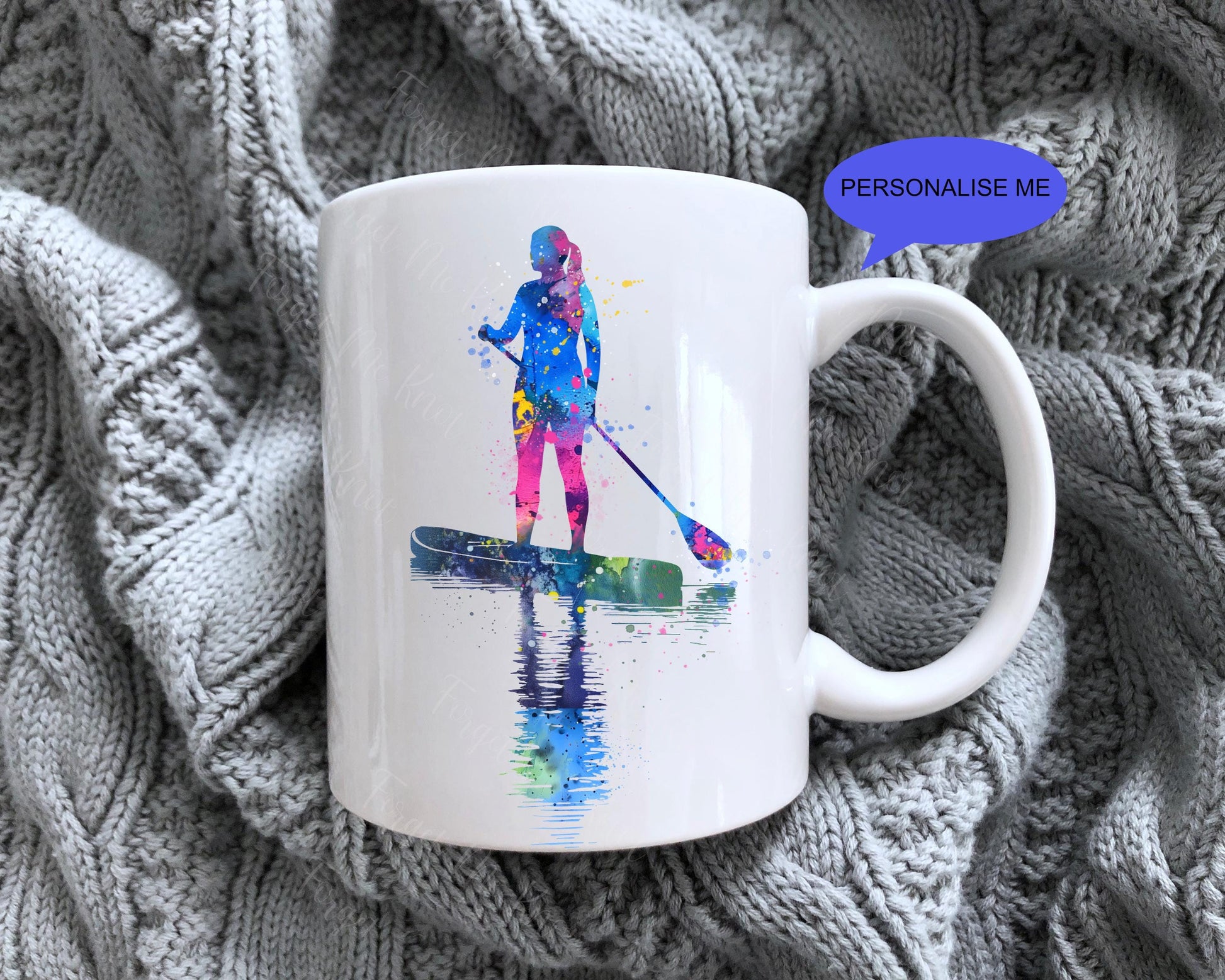 Personalised Abstract Sports Mug | 11oz White Ceramic Mug | Paddleboard, Martial Arts & Running Designs | Custom Name Gift