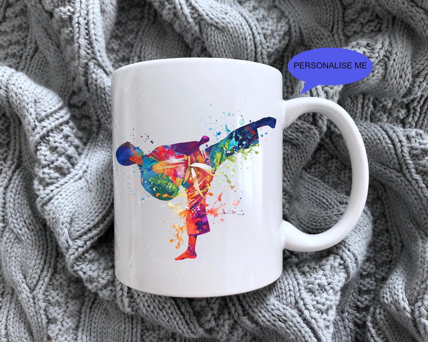 Personalised Abstract Sports Mug | 11oz White Ceramic Mug | Paddleboard, Martial Arts & Running Designs | Custom Name Gift