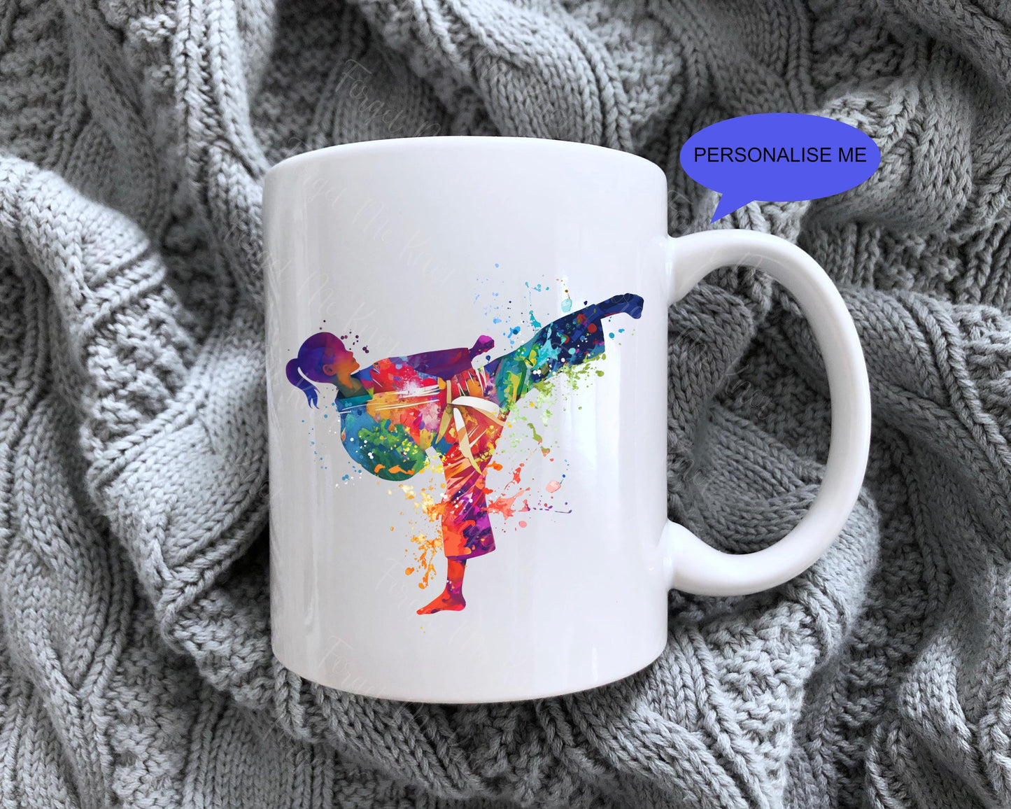 Personalised Abstract Sports Mug | 11oz White Ceramic Mug | Paddleboard, Martial Arts & Running Designs | Custom Name Gift