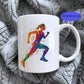 Personalised Abstract Sports Mug | 11oz White Ceramic Mug | Paddleboard, Martial Arts & Running Designs | Custom Name Gift