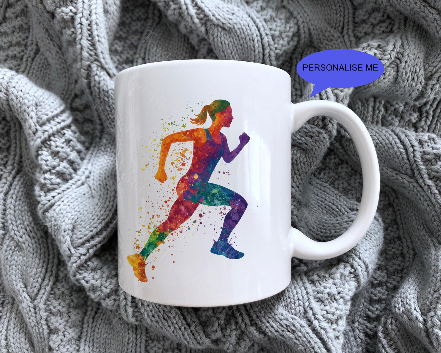 Personalised Abstract Sports Mug | 11oz White Ceramic Mug | Paddleboard, Martial Arts & Running Designs | Custom Name Gift