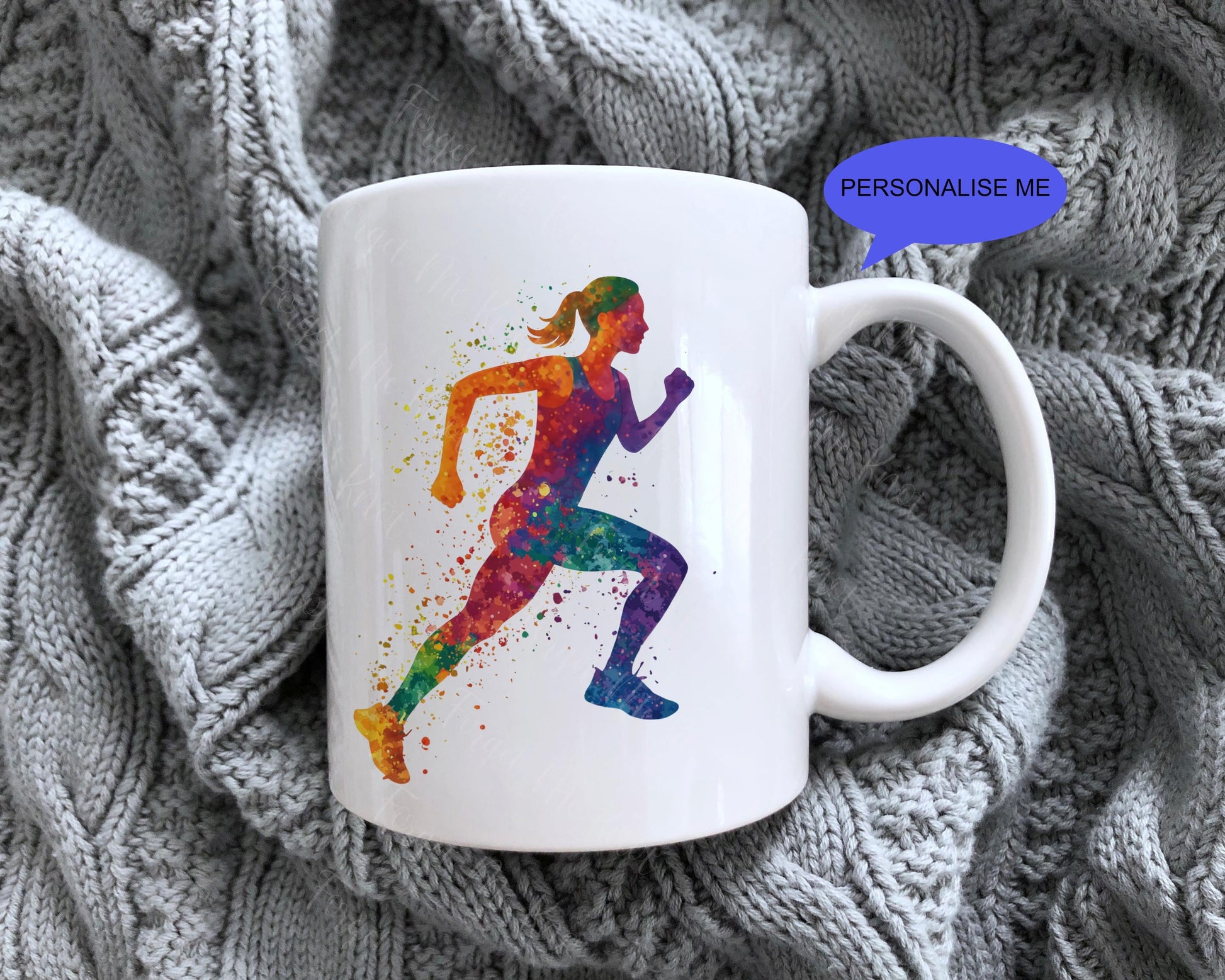 Personalised Abstract Sports Mug | 11oz White Ceramic Mug | Paddleboard, Martial Arts & Running Designs | Custom Name Gift