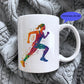 Personalised Abstract Sports Mug | 11oz White Ceramic Mug | Paddleboard, Martial Arts & Running Designs | Custom Name Gift
