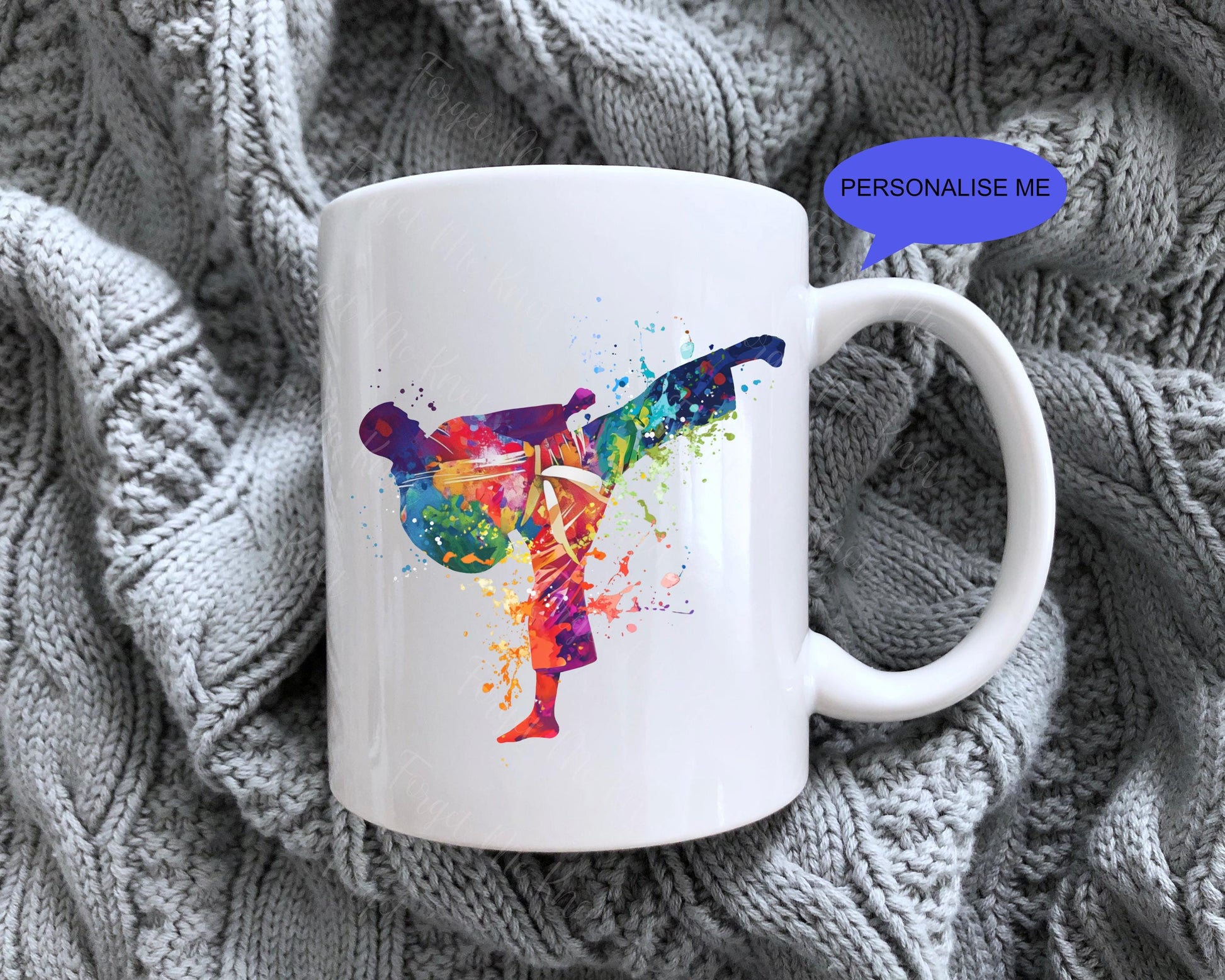 Personalised Abstract Sports Mug | 11oz White Ceramic Mug | Paddleboard, Martial Arts & Running Designs | Custom Name Gift