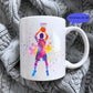 Personalised Abstract Sports Mug | 11oz White Ceramic Mug | Paddleboard, Martial Arts & Running Designs | Custom Name Gift