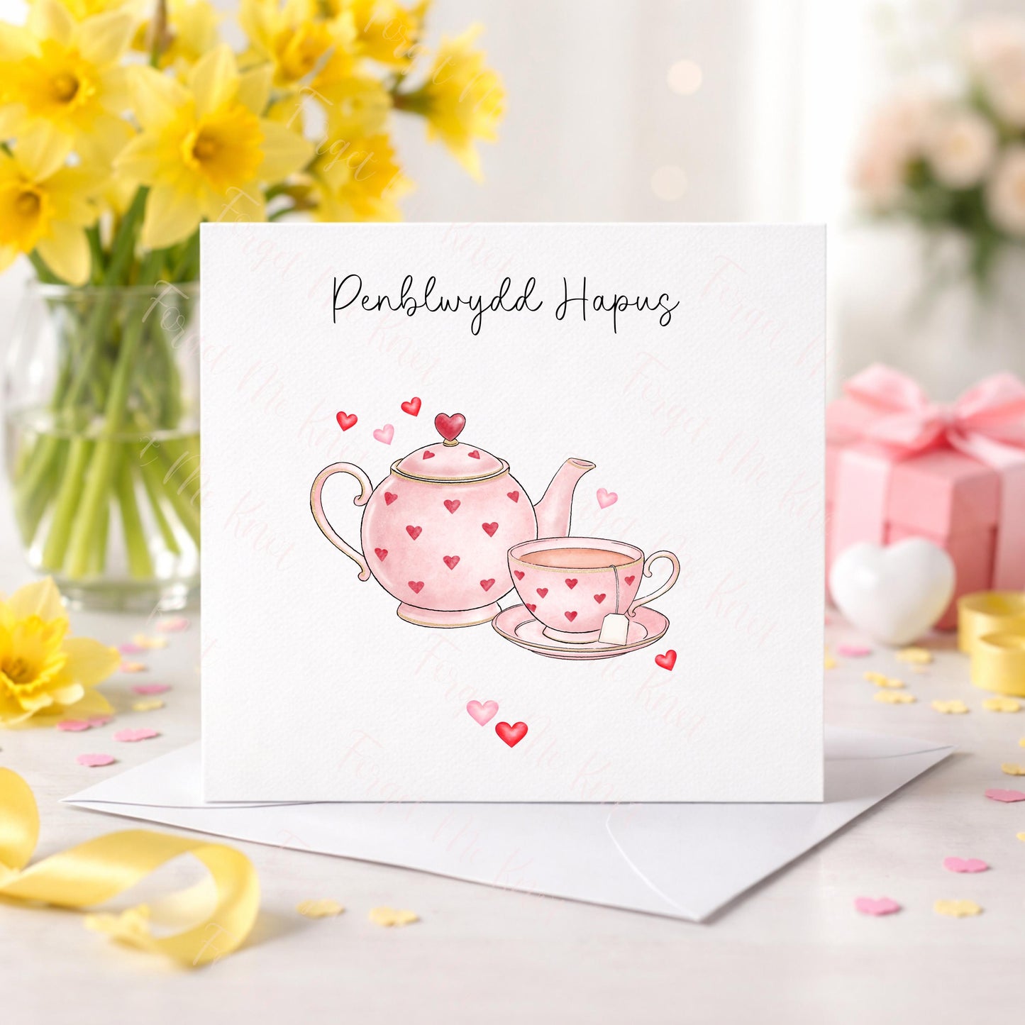 Welsh Birthday Card – Teapot & Teacup Design | Penblwydd Hapus - Cerdyn Penblwydd