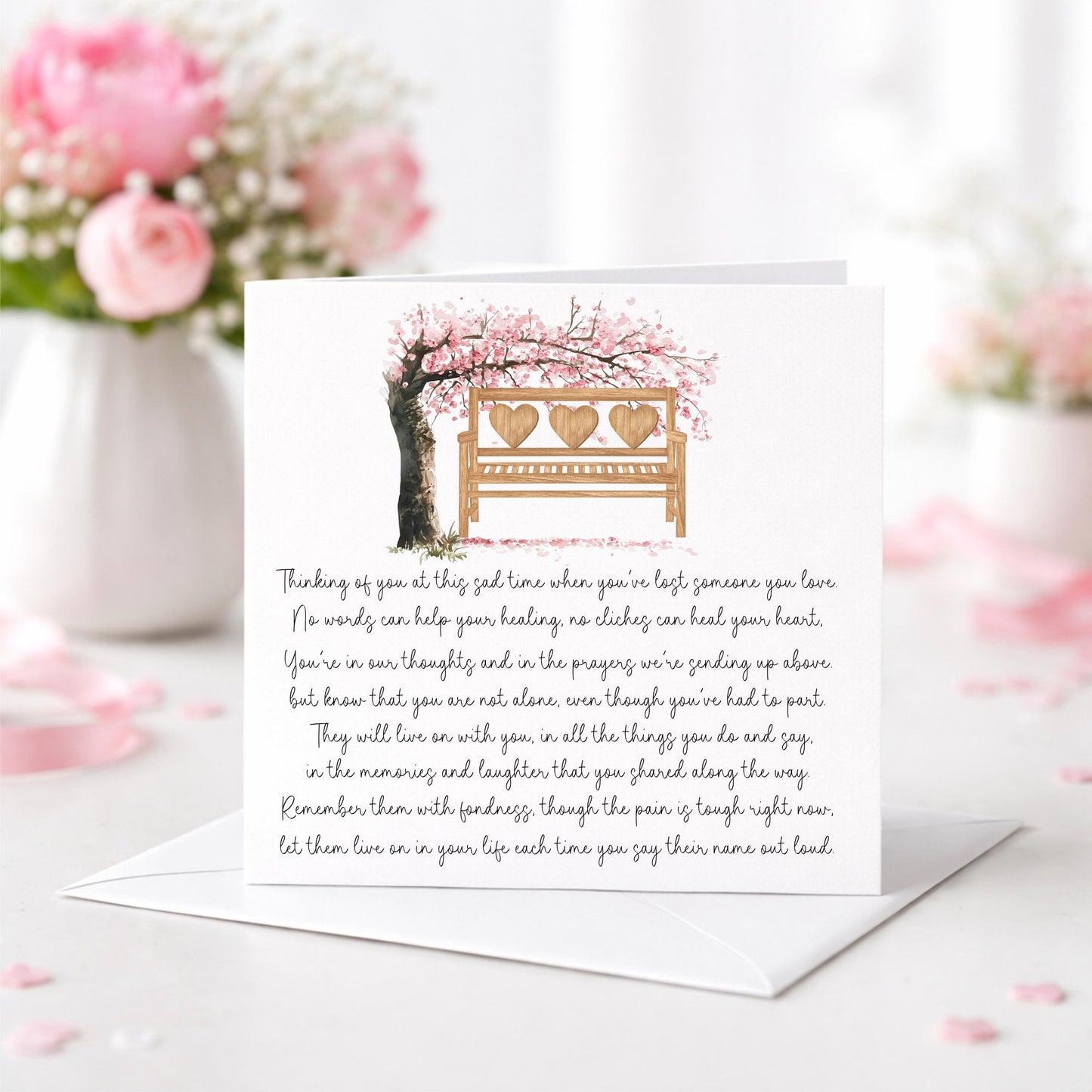 Sympathy Card For Dad, Sympathy Card For Mum, Bench Design with Poem – Loss of Dad, Mum or Loved One – Personalised Bereavement Card