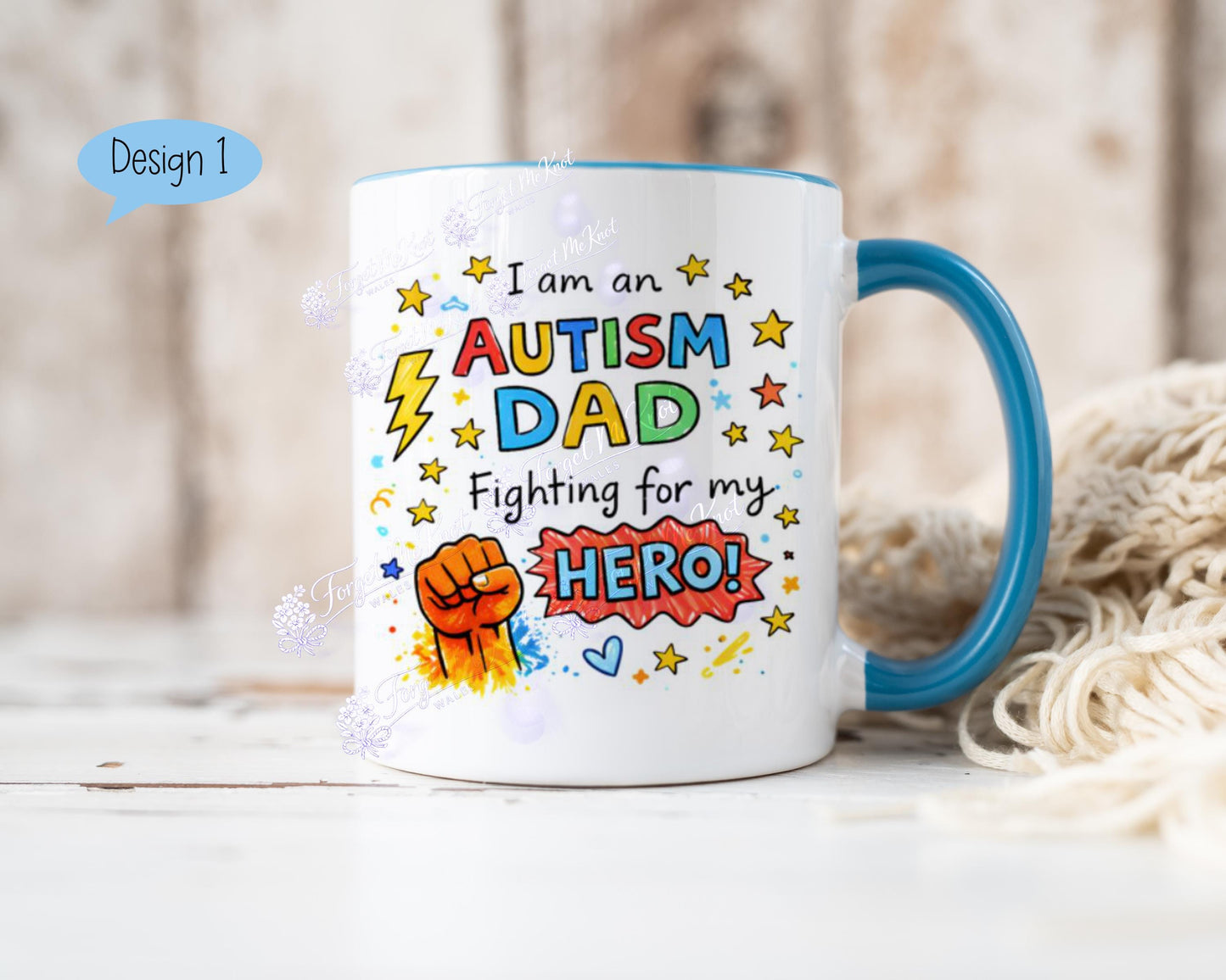 Autism Dad Mug - Fighting For My Hero Mug - Autism Awareness Gift For Dad - Special Needs Dad Gift - Father's Day Autism Mug