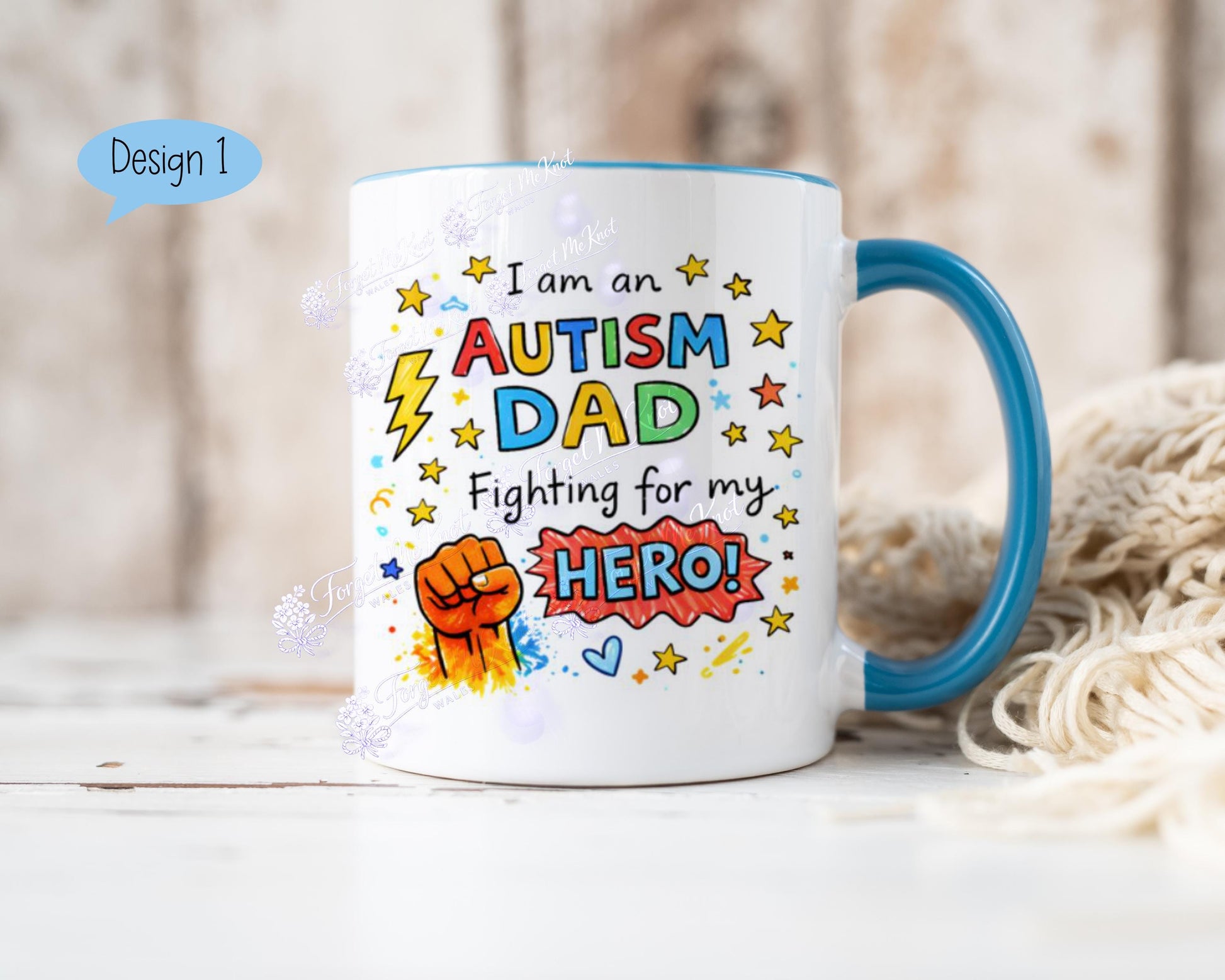 Autism Dad Mug - Fighting For My Hero Mug - Autism Awareness Gift For Dad - Special Needs Dad Gift - Father's Day Autism Mug