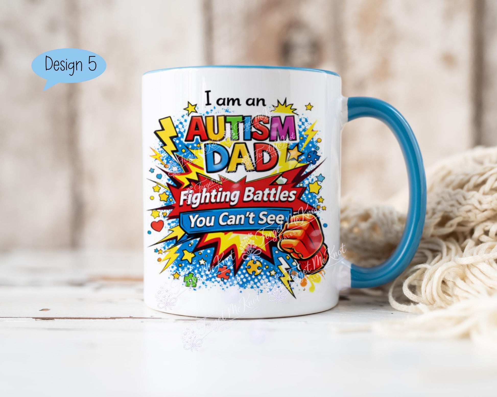 Autism Dad Mug - Fighting For My Hero Mug - Autism Awareness Gift For Dad - Special Needs Dad Gift - Father's Day Autism Mug
