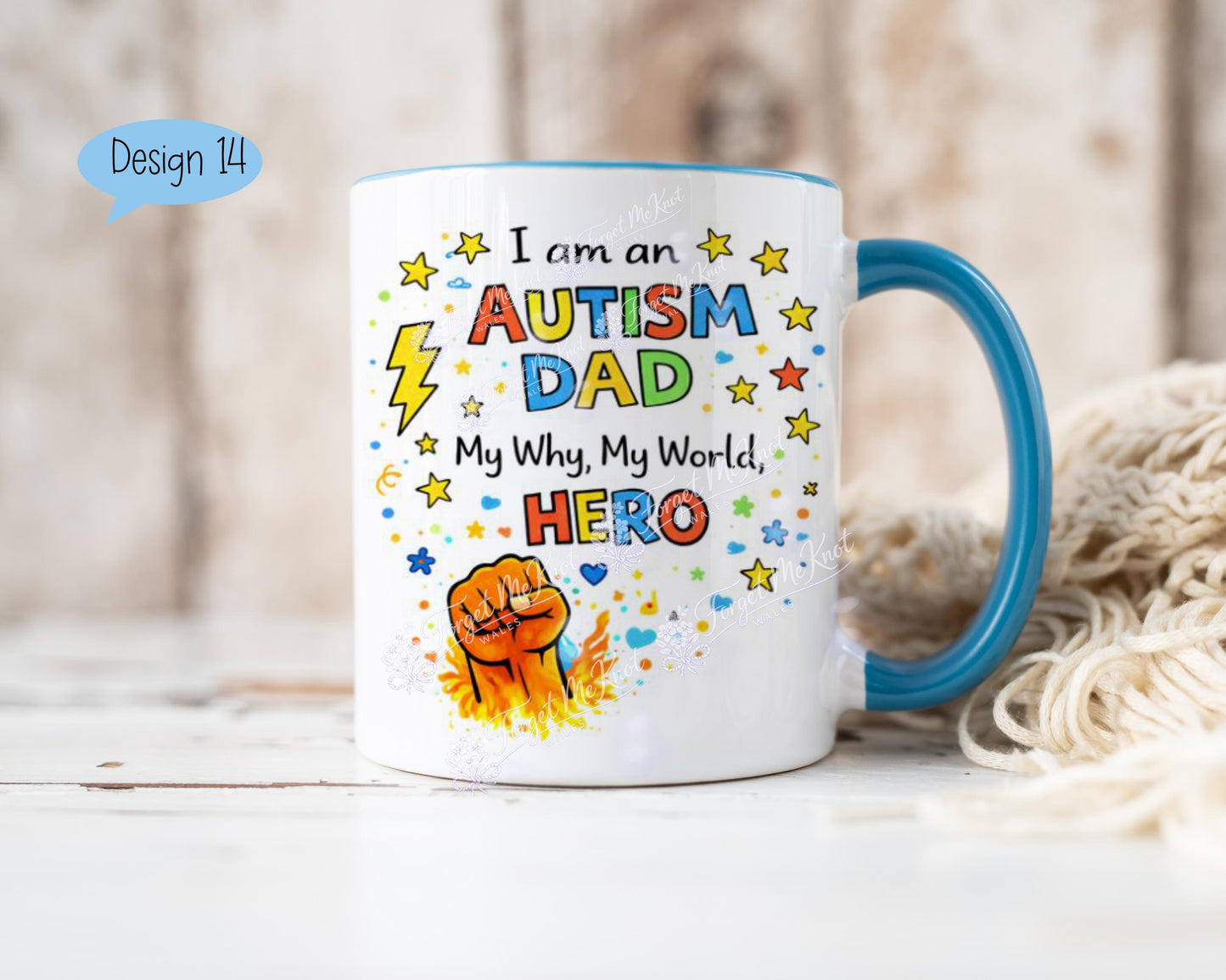 Autism Dad Mug - Fighting For My Hero Mug - Autism Awareness Gift For Dad - Special Needs Dad Gift - Father's Day Autism Mug