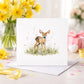 Woodland Animal Greeting Card | Linen Wildlife Card | Fox, Hare, Deer or Badger Card | Welsh Mam/Mum Birthday Card | Nature Lover Gift