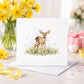 Woodland Animal Greeting Card | Linen Wildlife Card | Fox, Hare, Deer or Badger Card | Welsh Mam/Mum Birthday Card | Nature Lover Gift