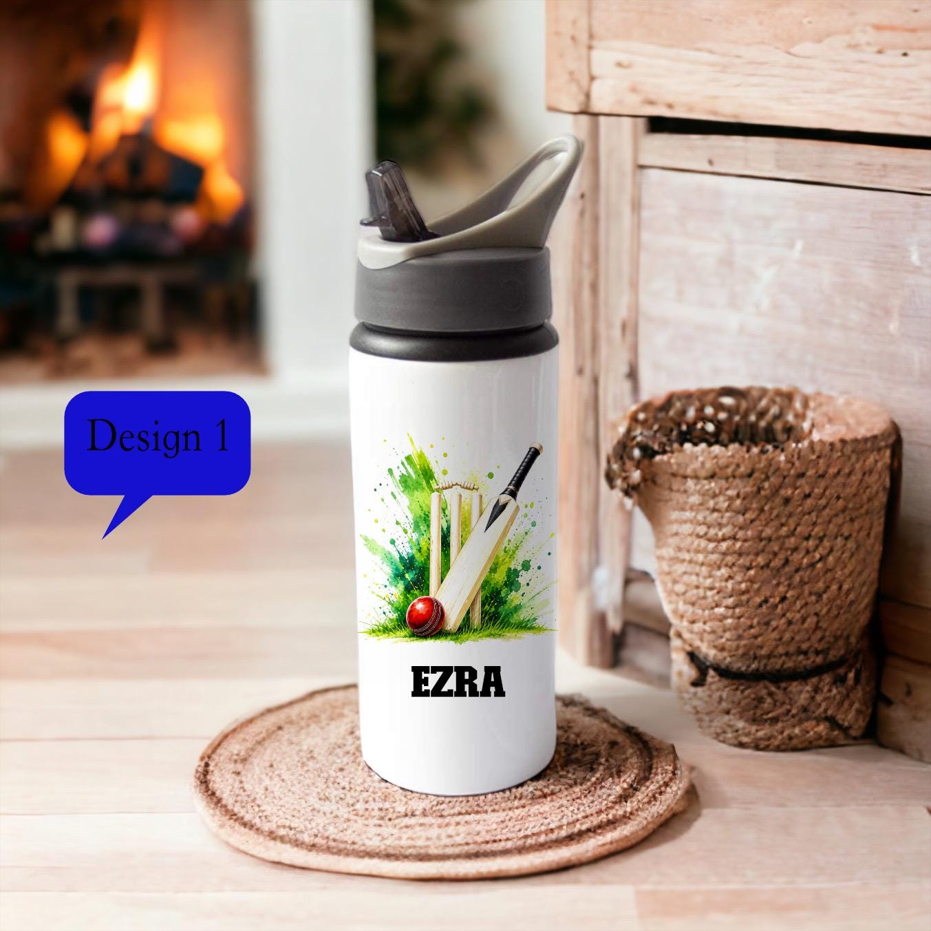 Personalised Cricket Water Bottle | Custom Name Cricket Bottle | Cricket Gift for Players, Fans And Coaches