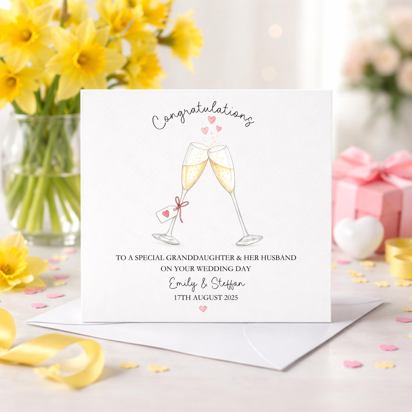 Personalised Wedding Card | Wedding Congratulations Card | Custom Wedding Day Card | Bride & Groom Names Card | Special Wedding Card